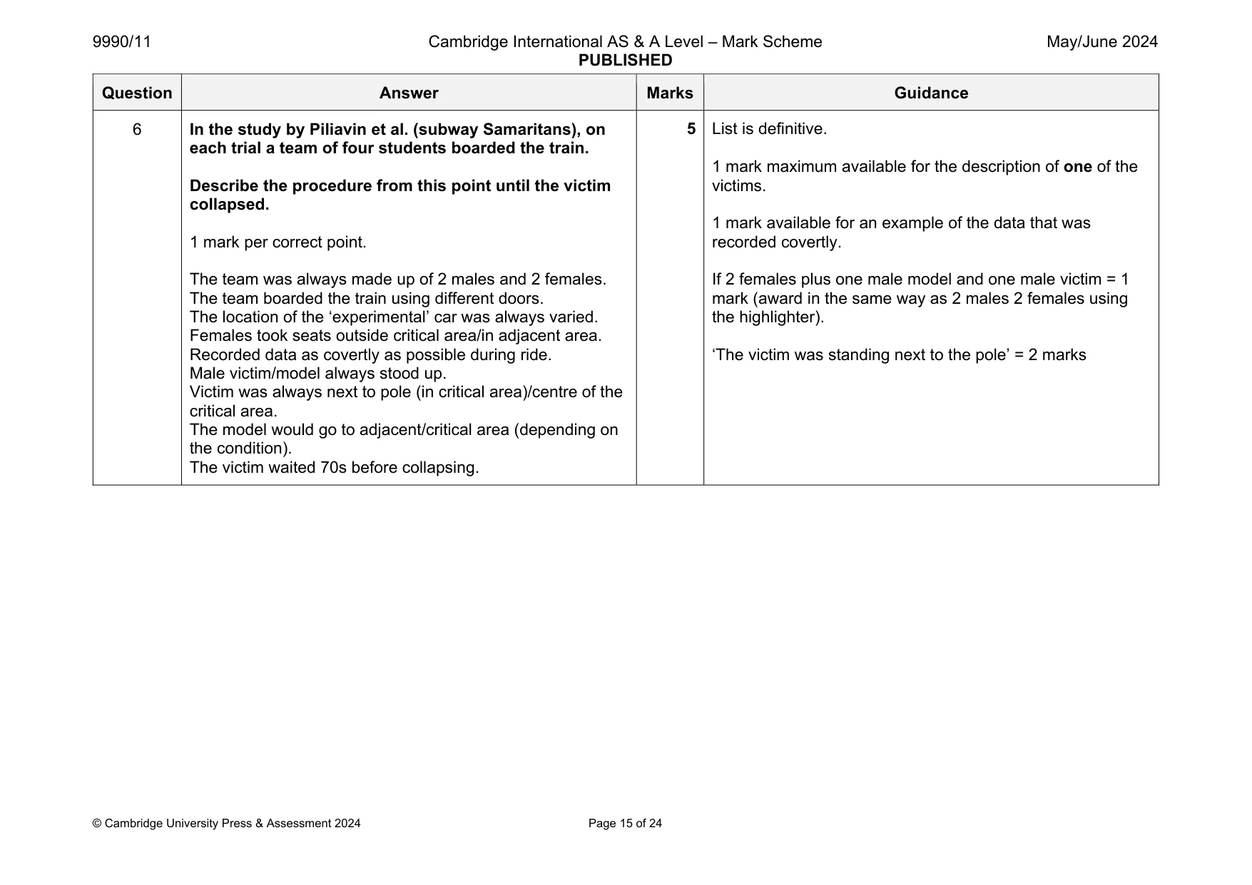 Mark scheme, page 15 of 24