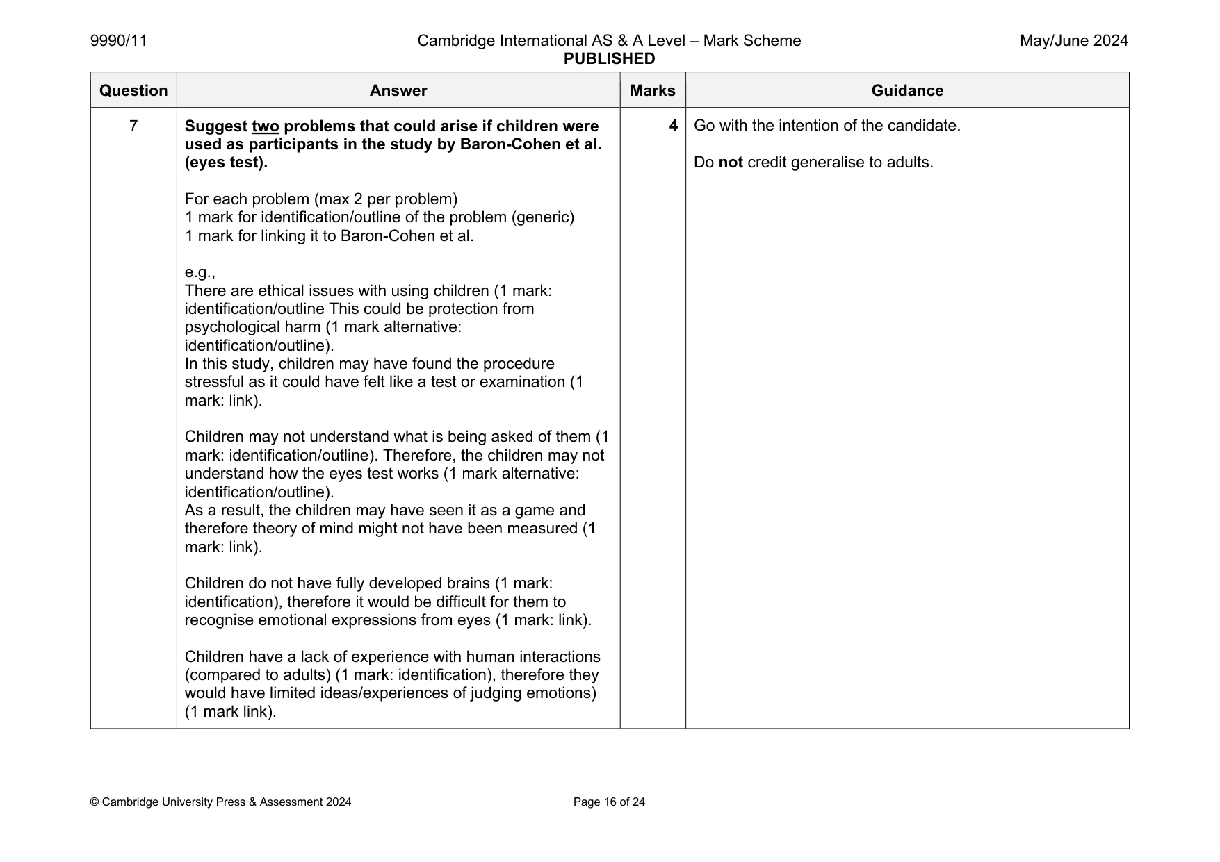 Mark scheme, page 16 of 24