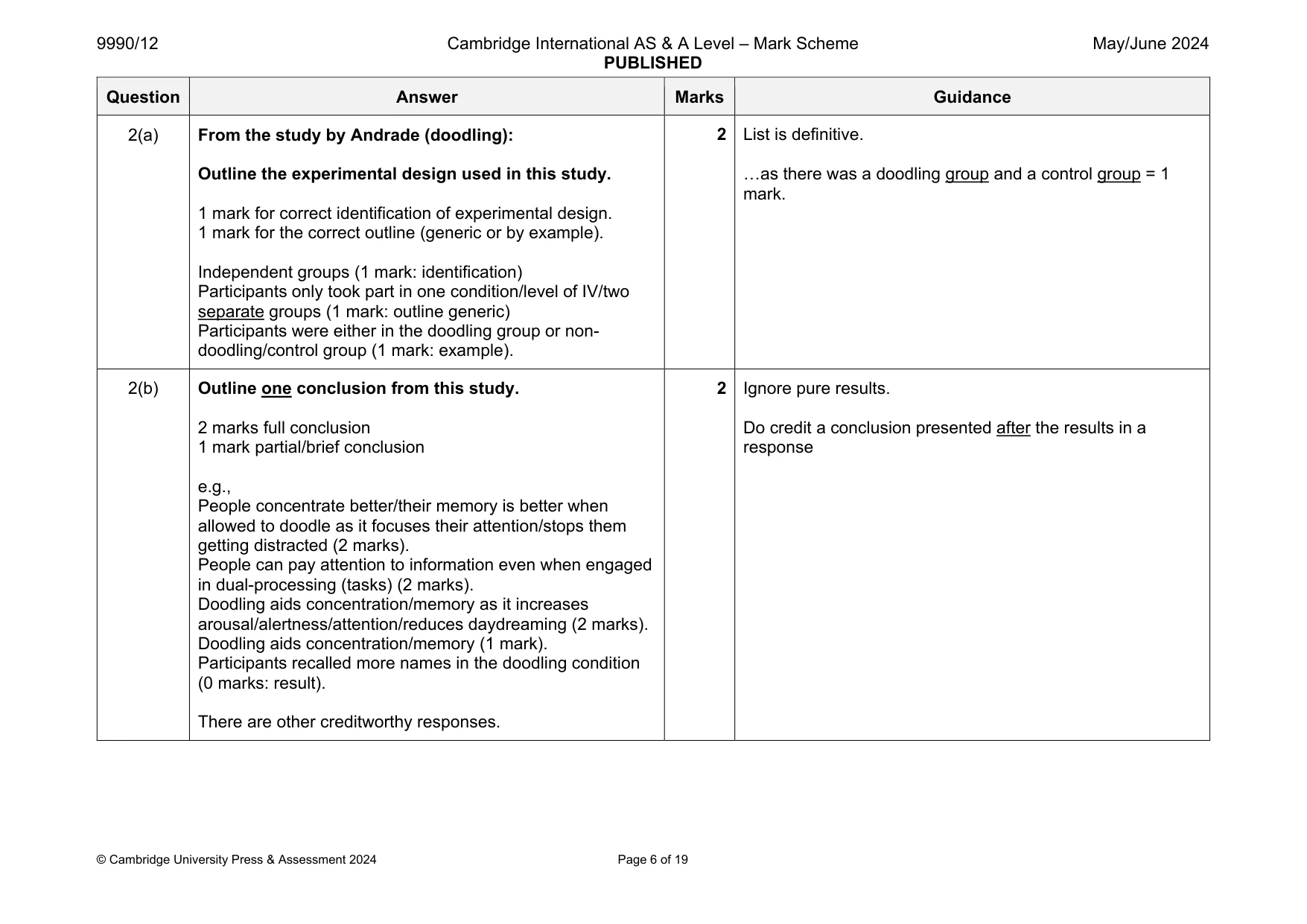 Mark scheme, page 6 of 19