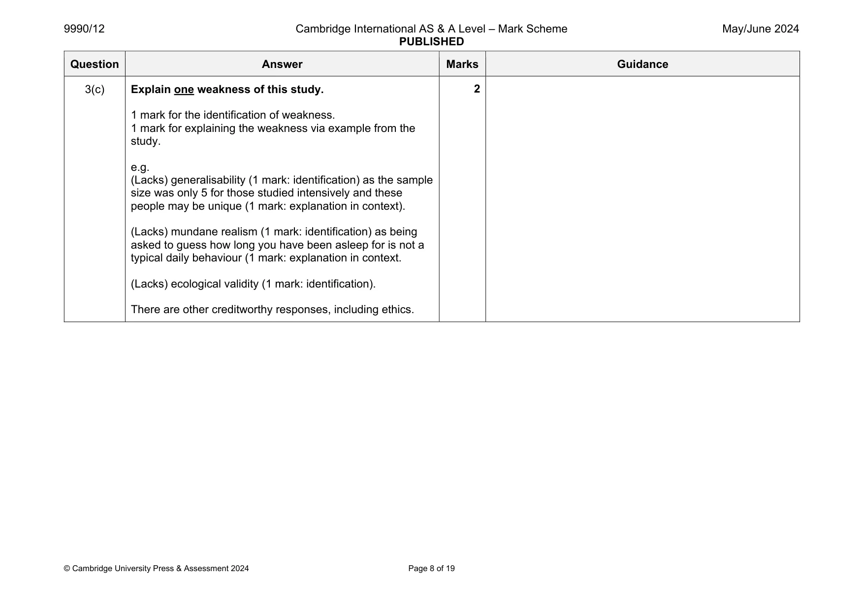 Mark scheme, page 8 of 19