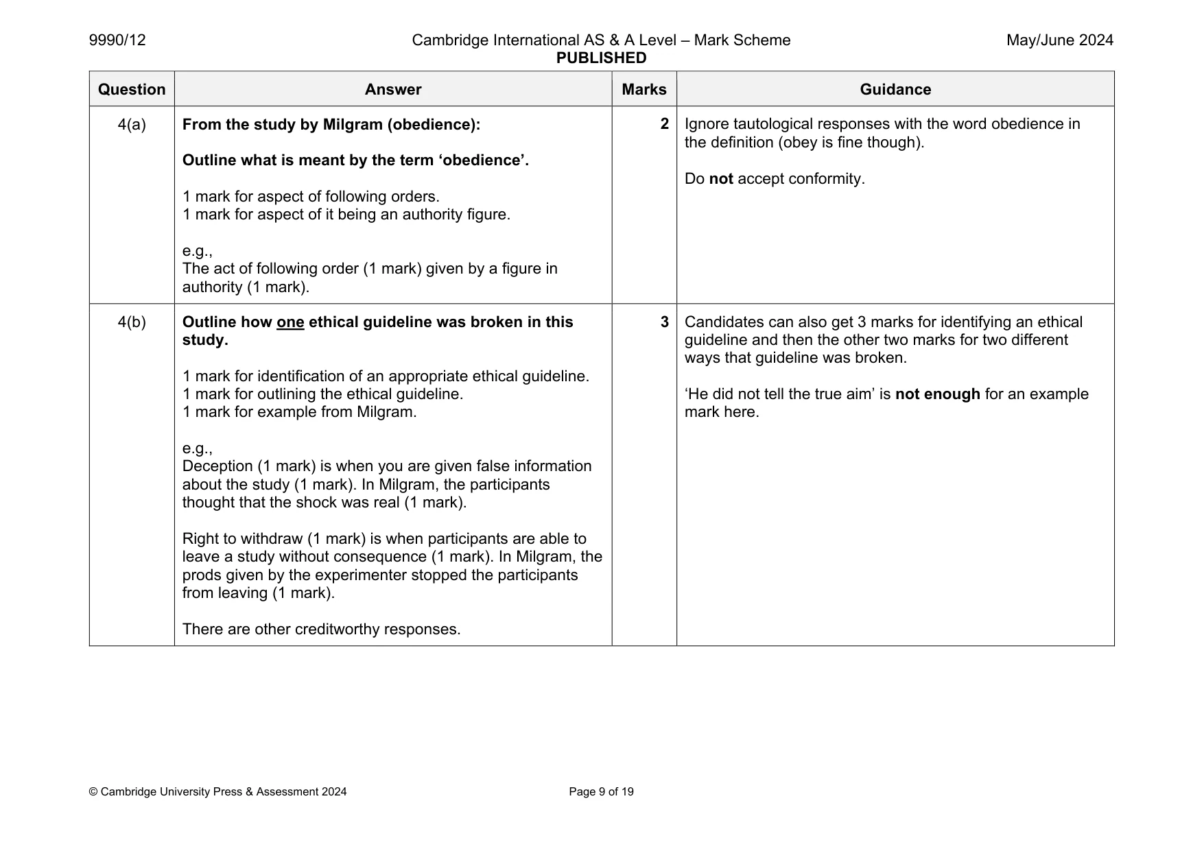 Mark scheme, page 9 of 19