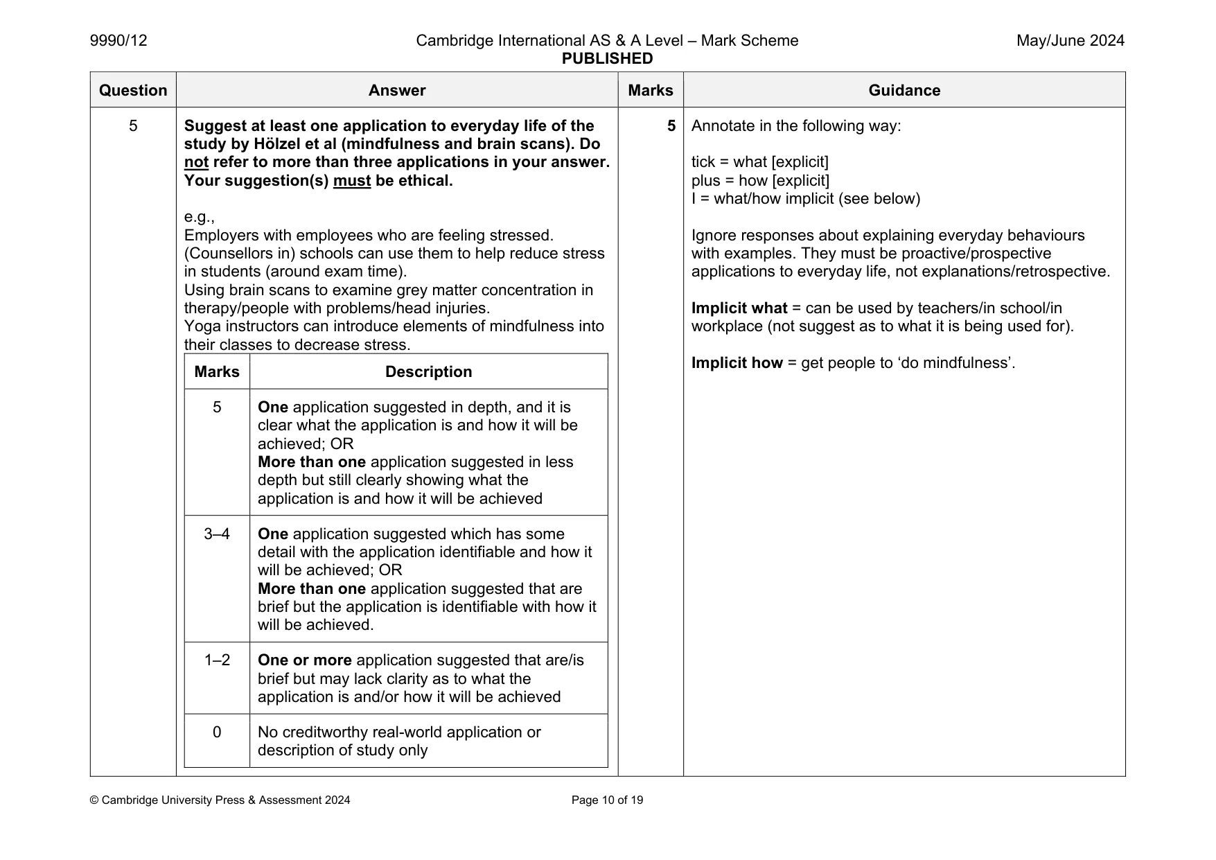 Mark scheme, page 10 of 19