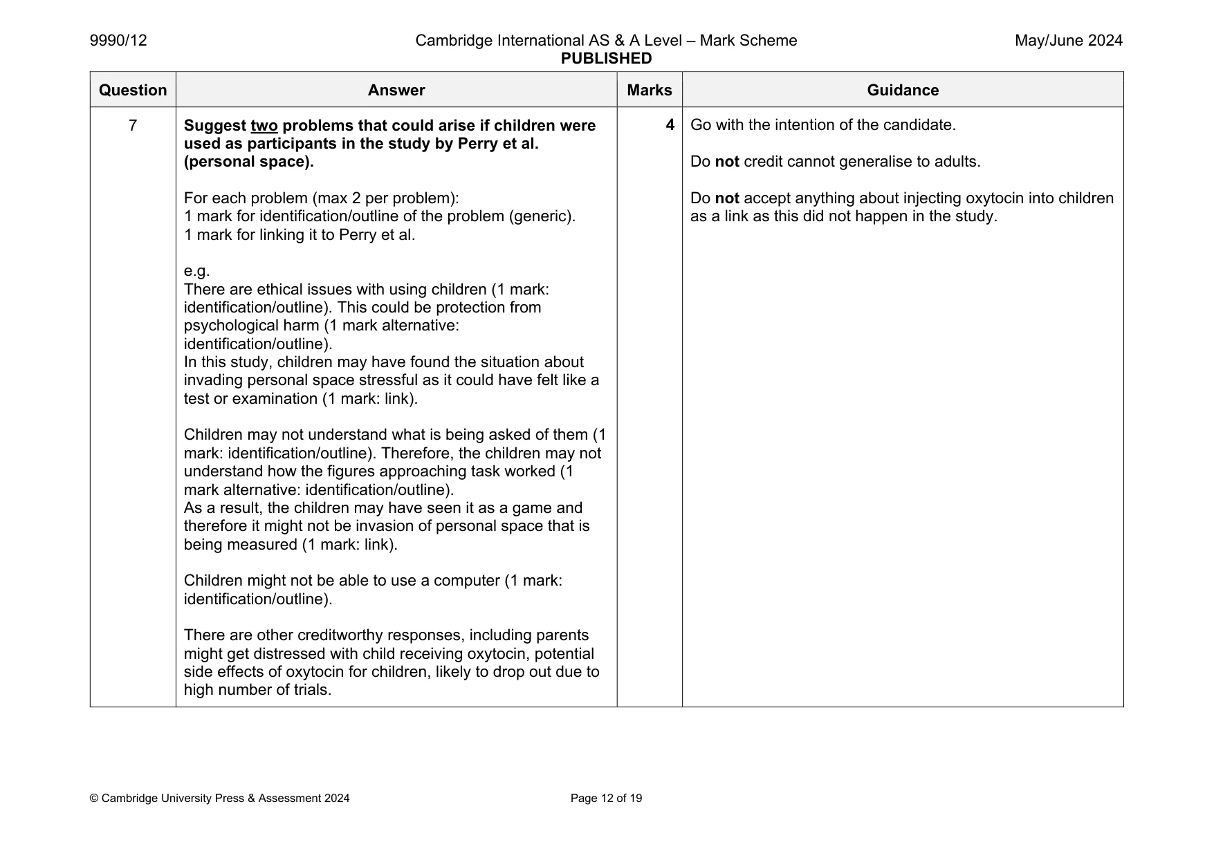 Mark scheme, page 12 of 19