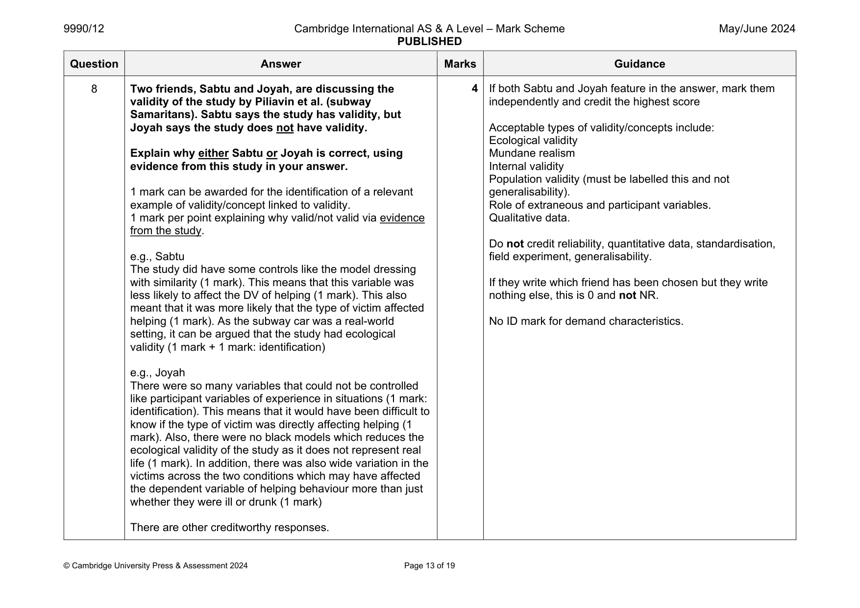 Mark scheme, page 13 of 19