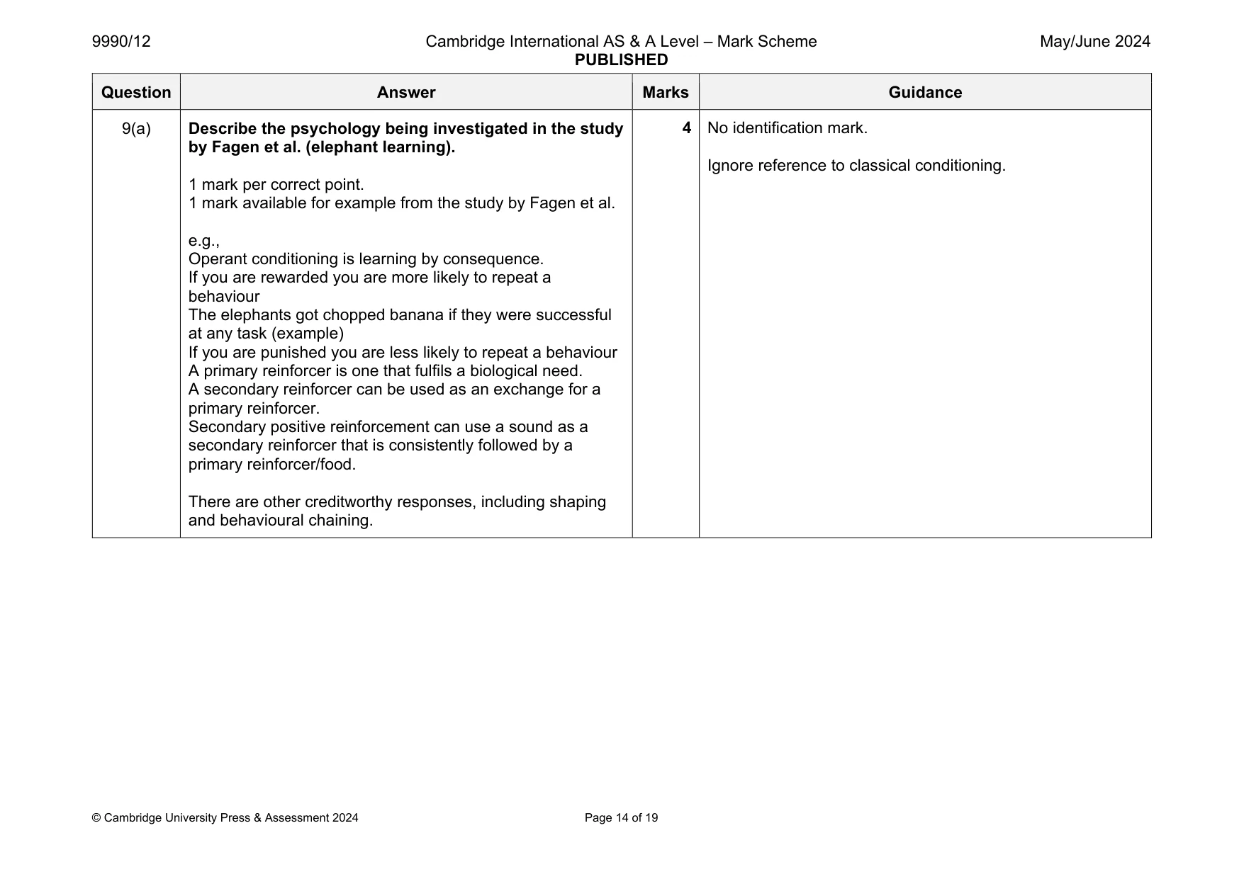 Mark scheme, page 14 of 19