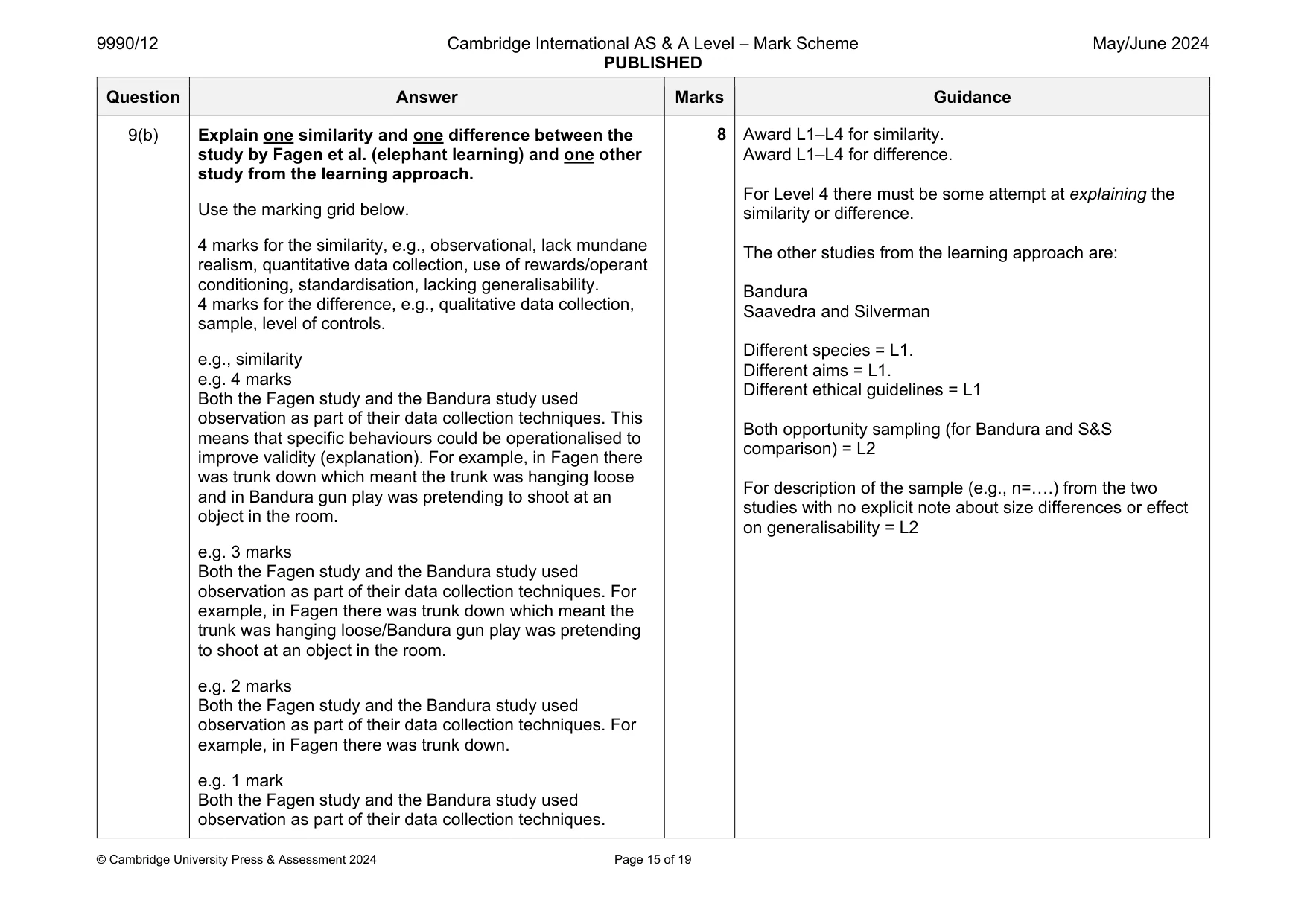 Mark scheme, page 15 of 19