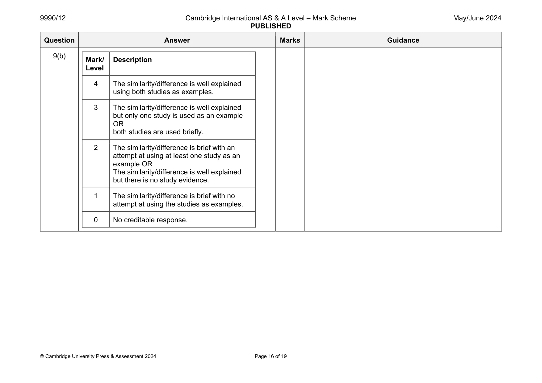 Mark scheme, page 16 of 19