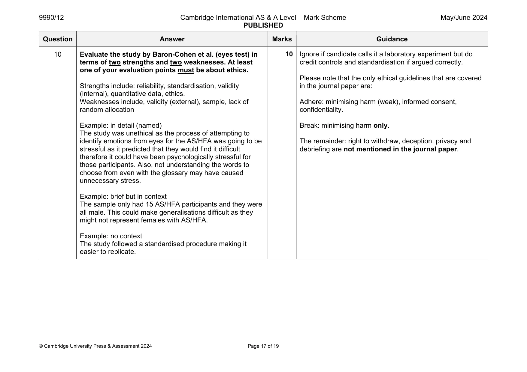 Mark scheme, page 17 of 19