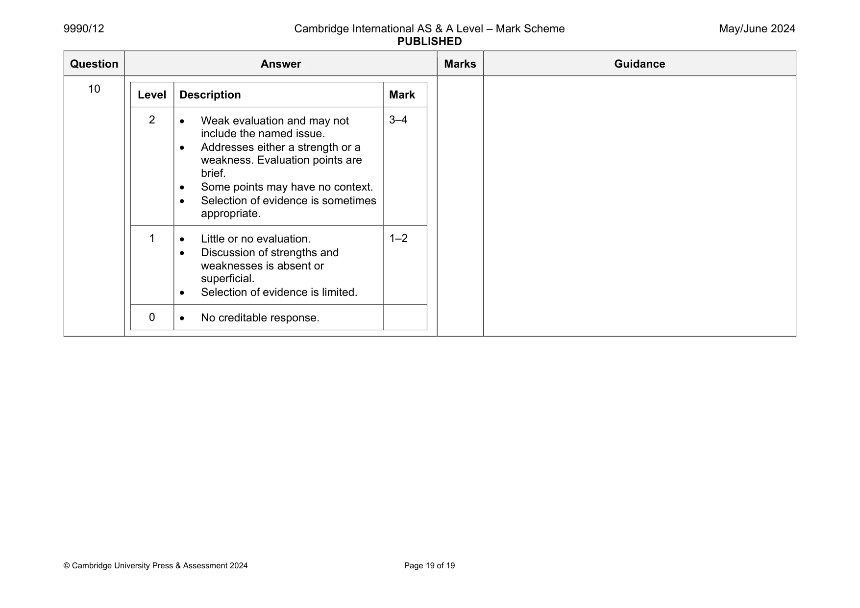Mark scheme, page 19 of 19