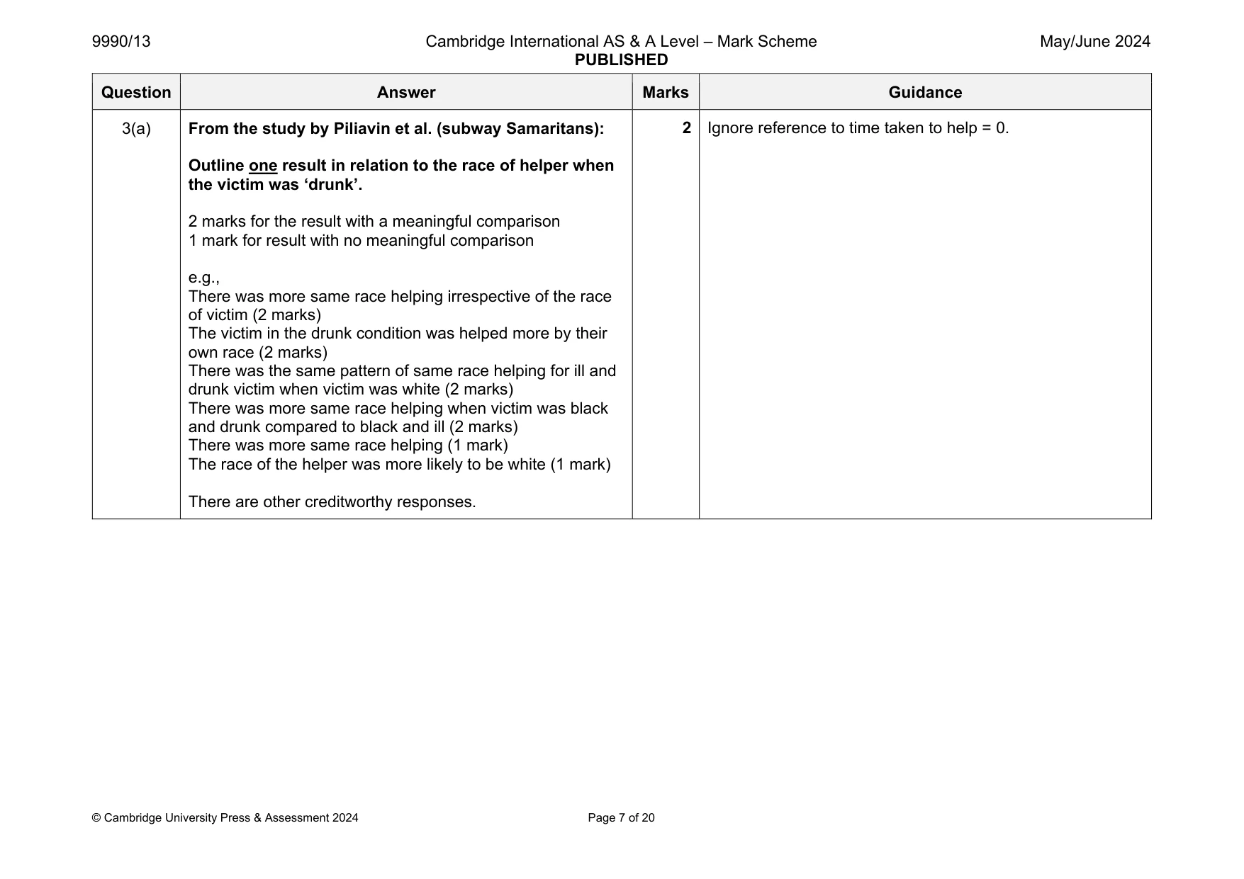 Mark scheme, page 7 of 20