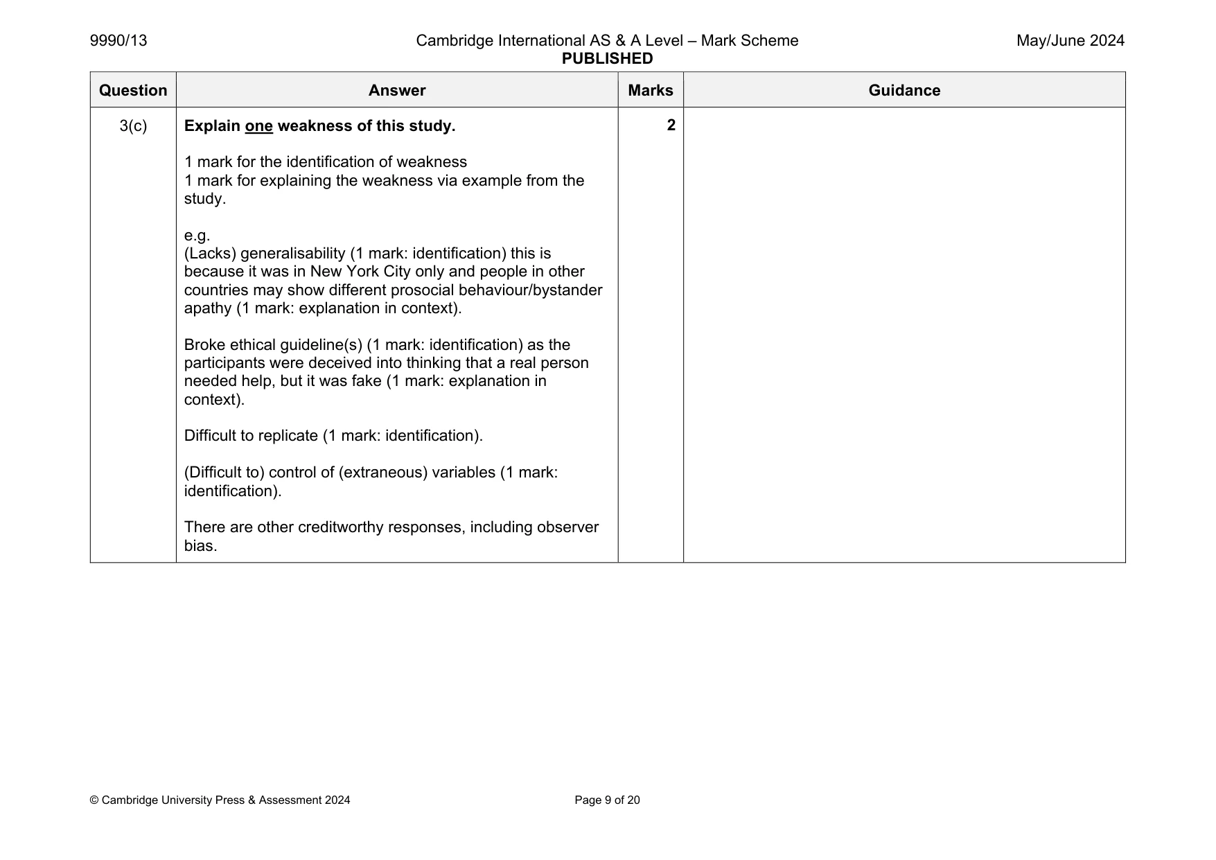 Mark scheme, page 9 of 20