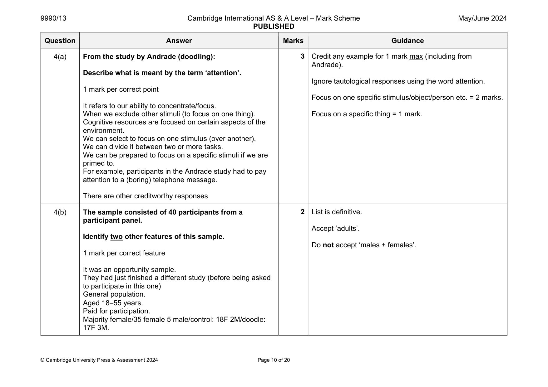 Mark scheme, page 10 of 20
