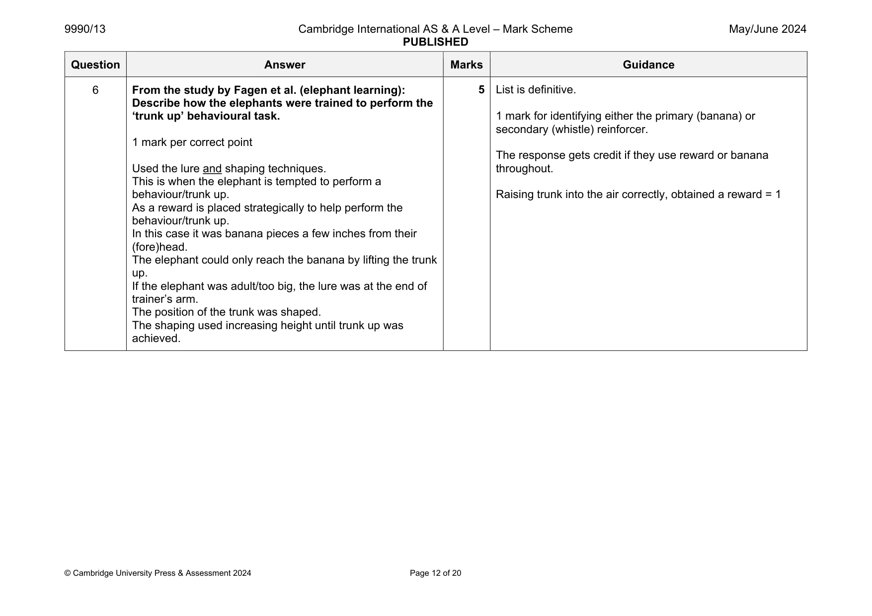 Mark scheme, page 12 of 20