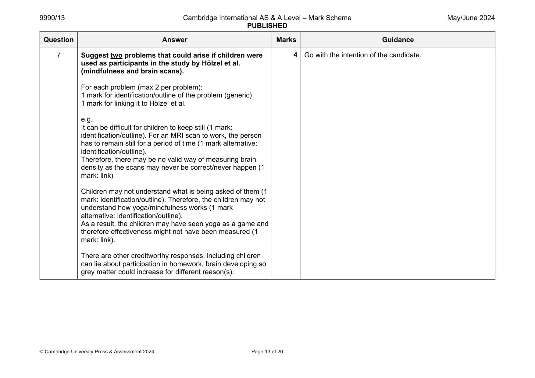 Mark scheme, page 13 of 20