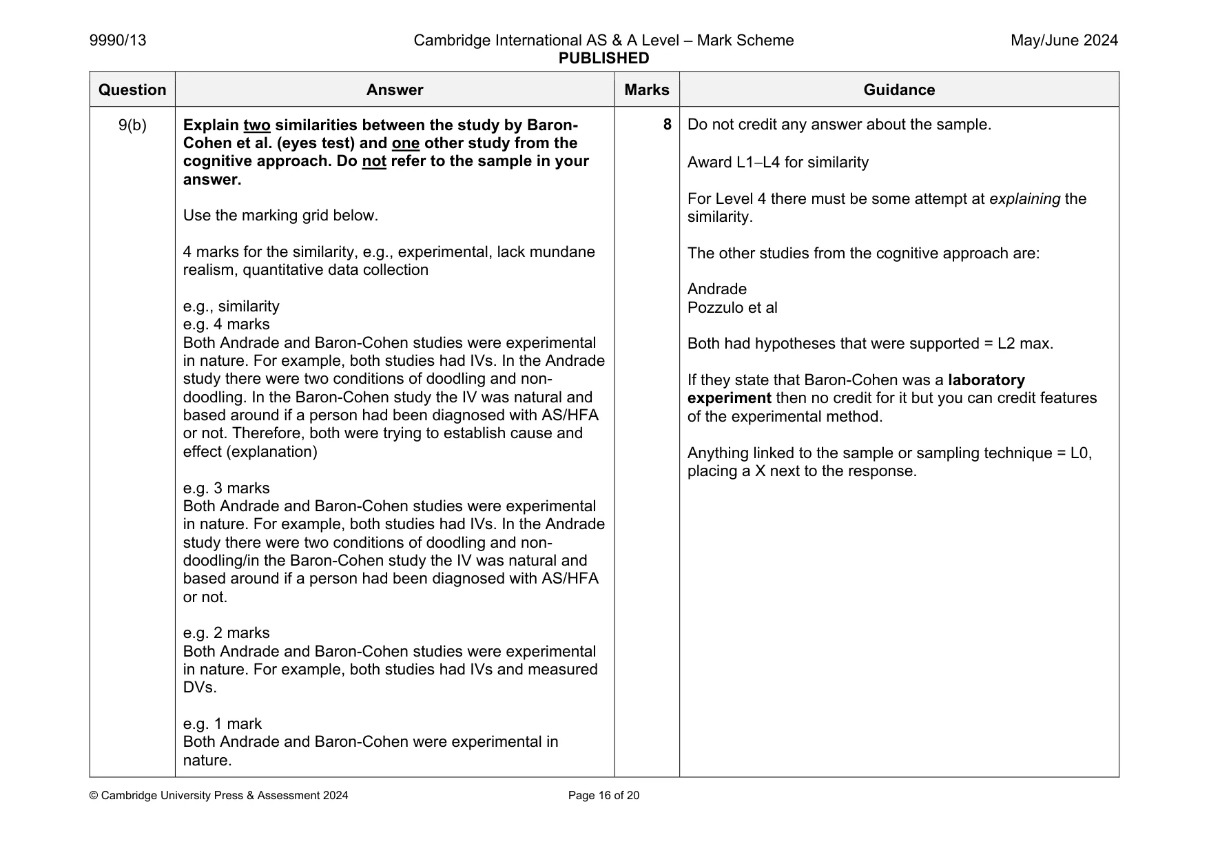 Mark scheme, page 16 of 20