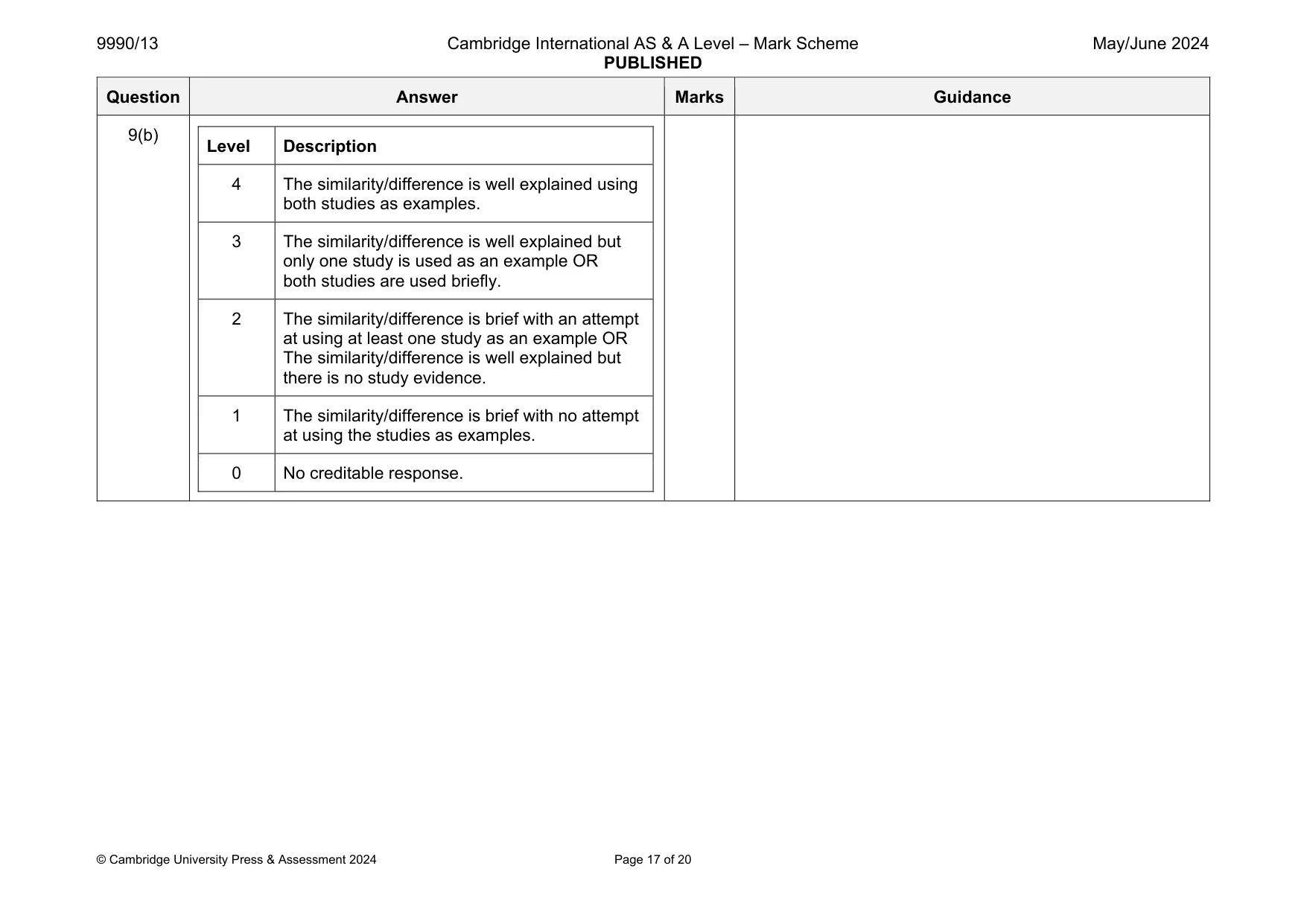 Mark scheme, page 17 of 20