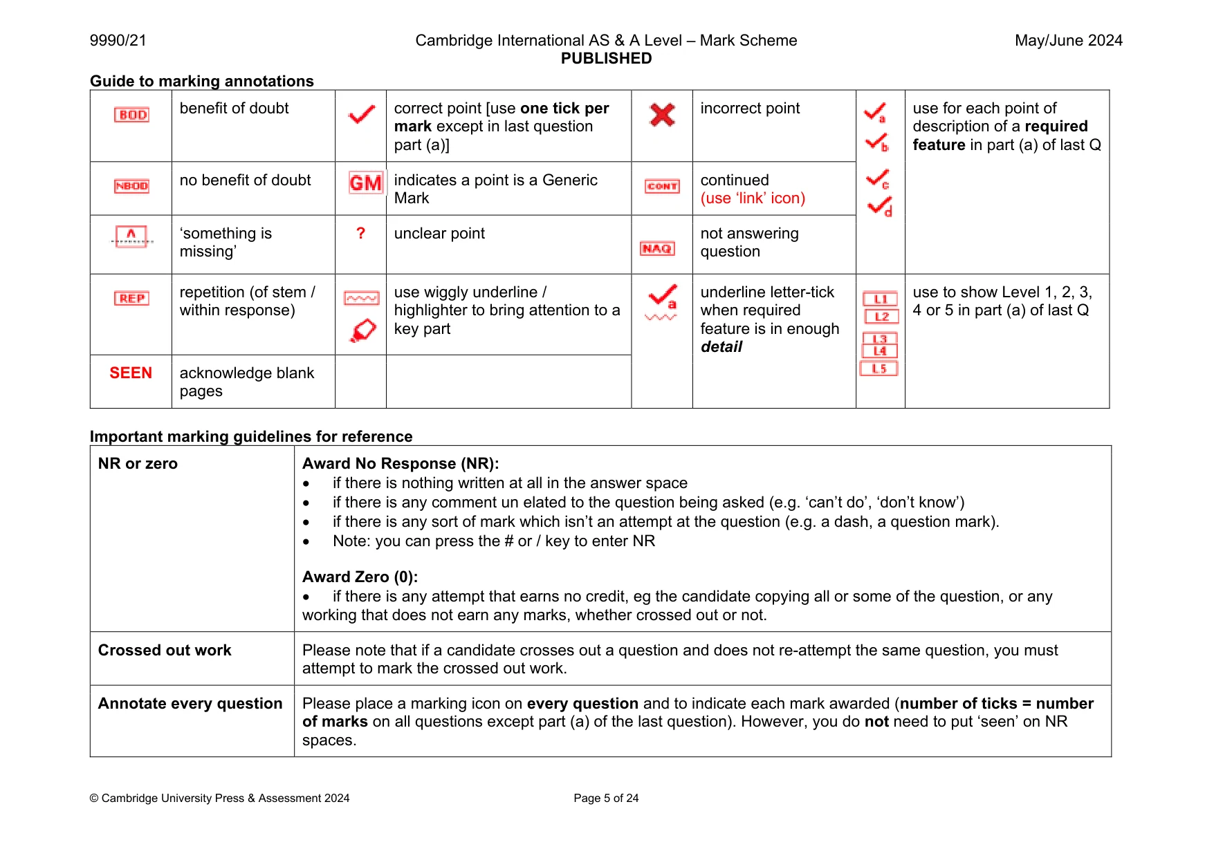 Mark scheme, page 5 of 24