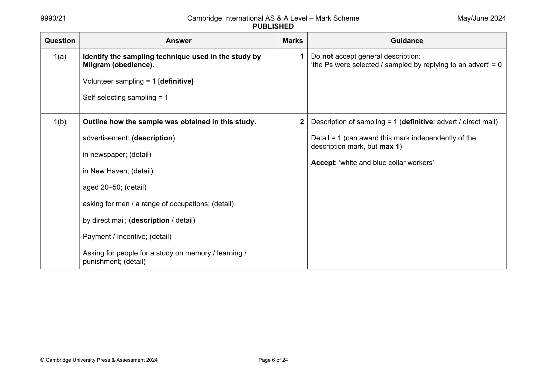 Mark scheme, page 6 of 24