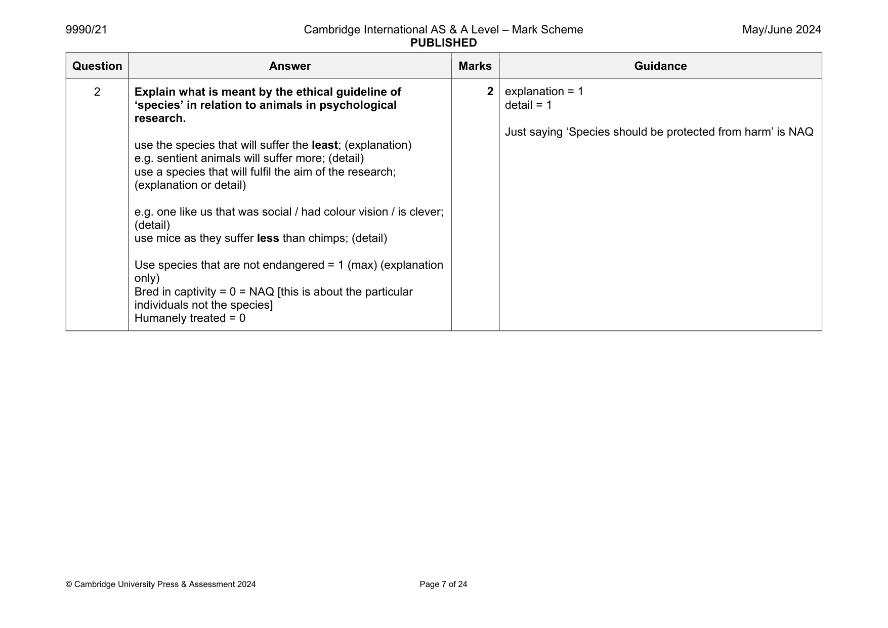 Mark scheme, page 7 of 24