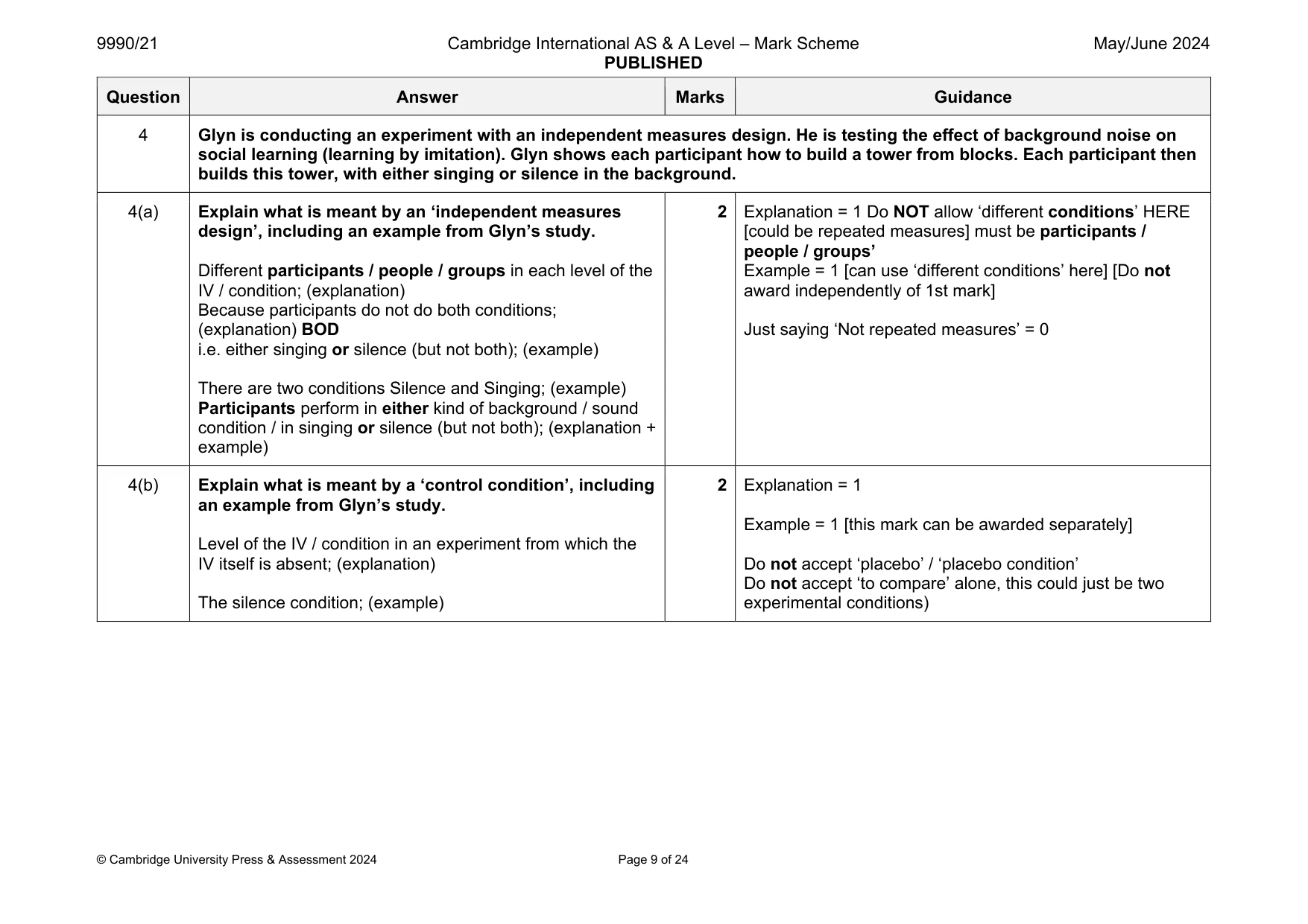 Mark scheme, page 9 of 24