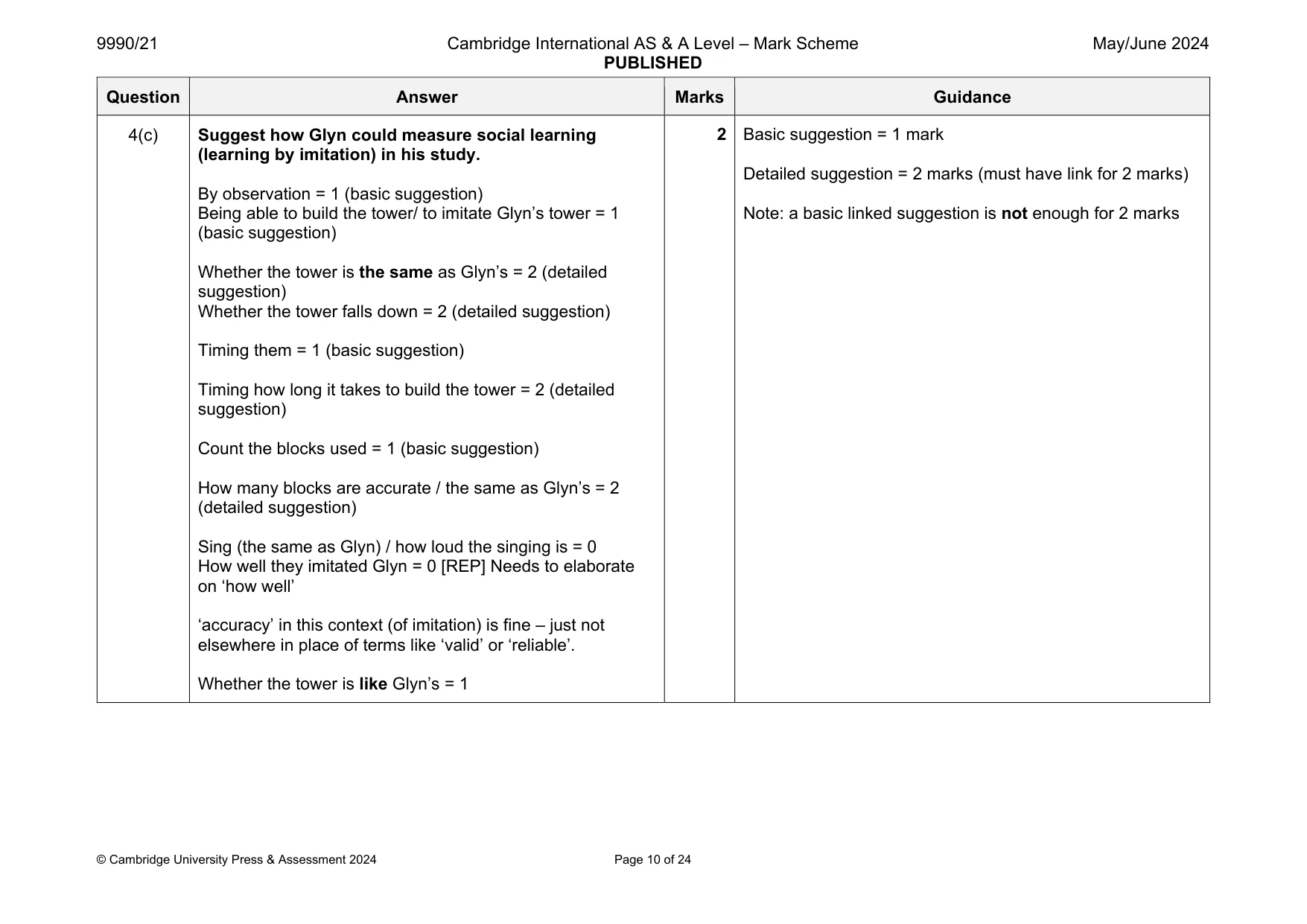 Mark scheme, page 10 of 24