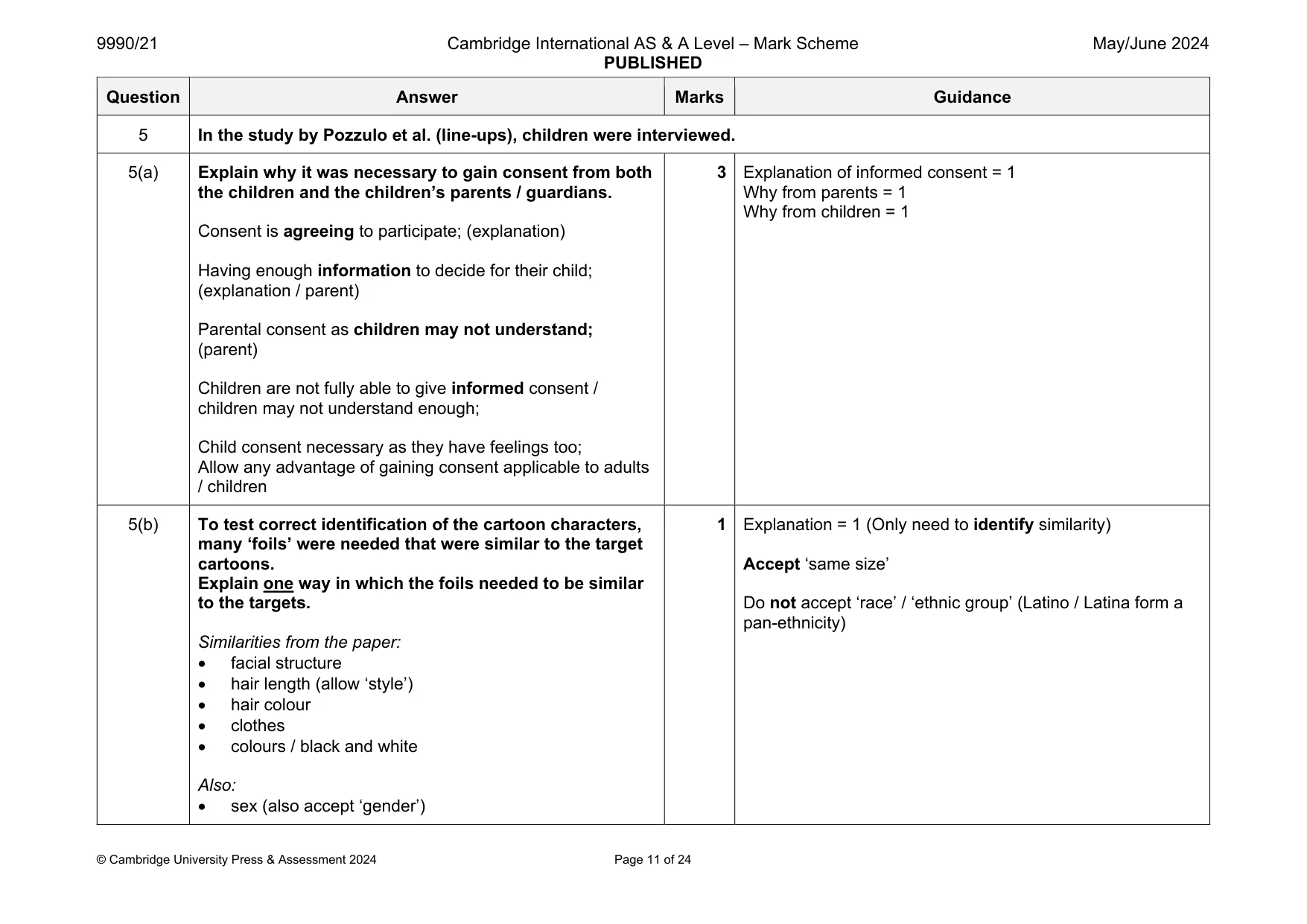 Mark scheme, page 11 of 24