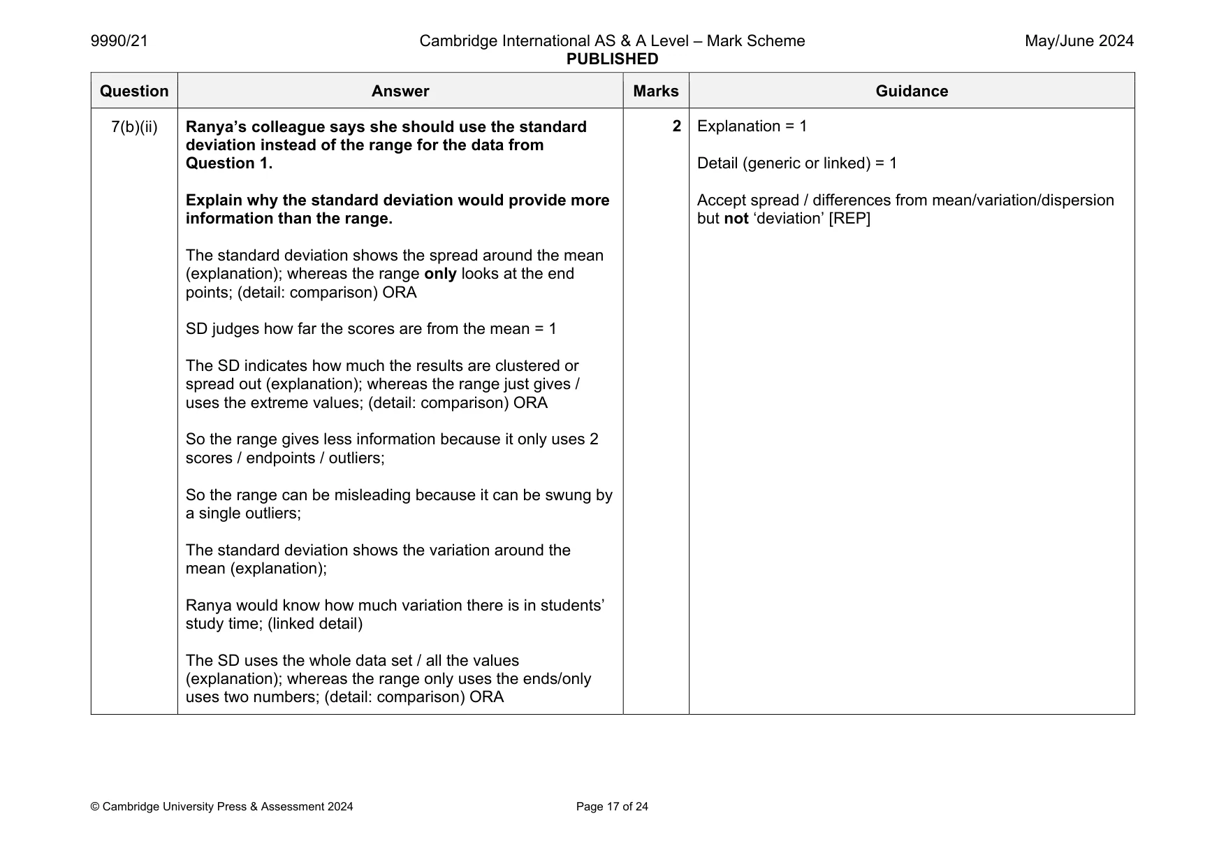 Mark scheme, page 17 of 24