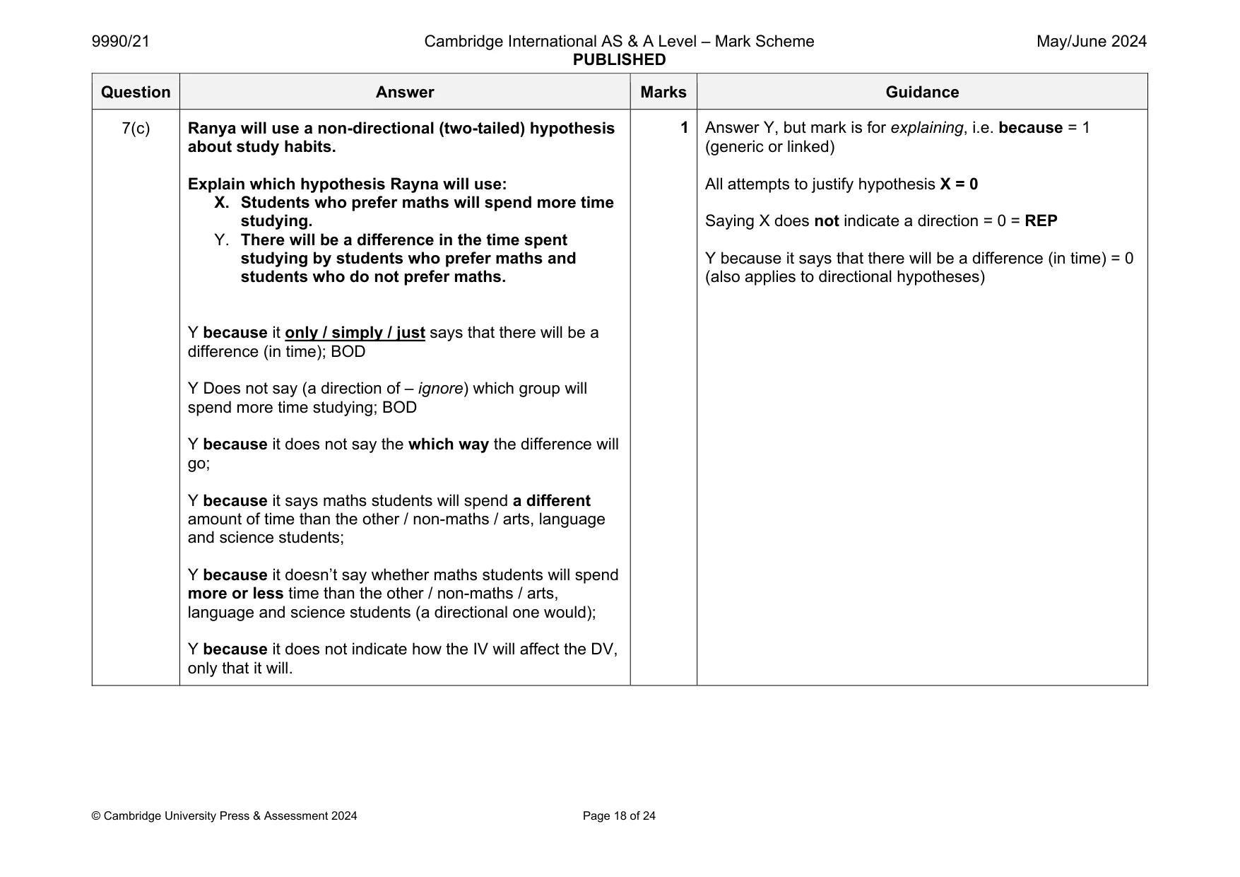 Mark scheme, page 18 of 24