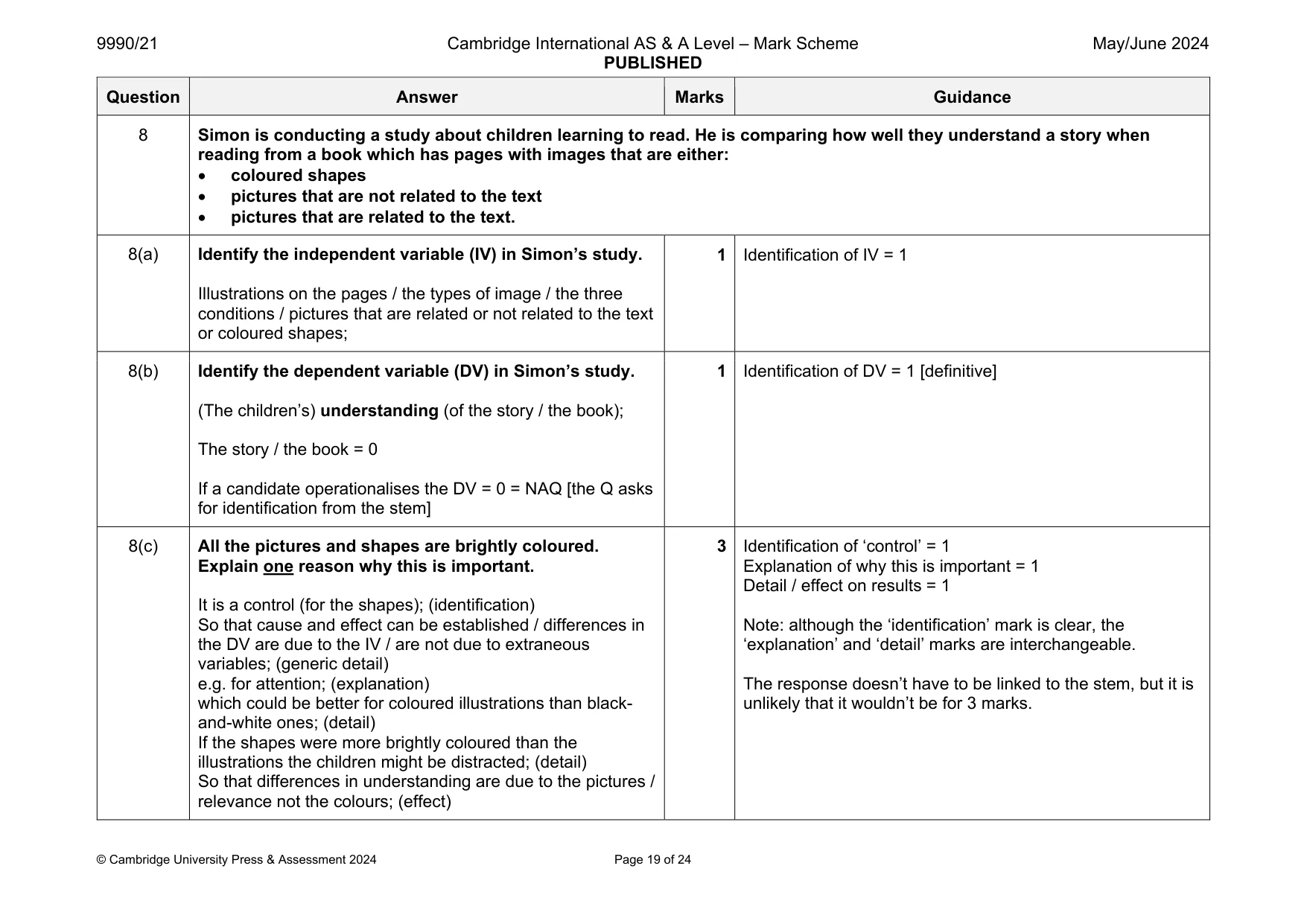 Mark scheme, page 19 of 24