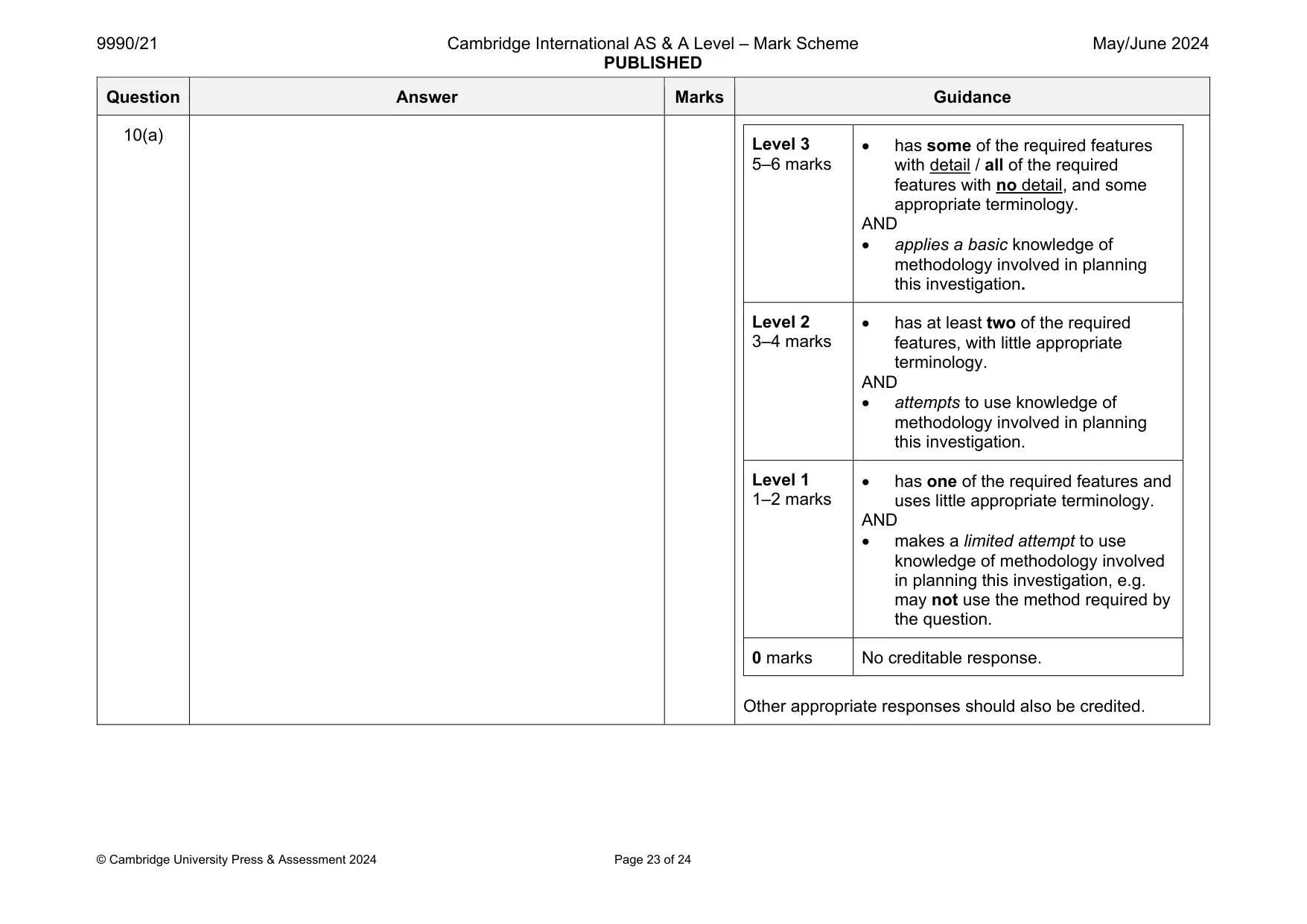 Mark scheme, page 23 of 24