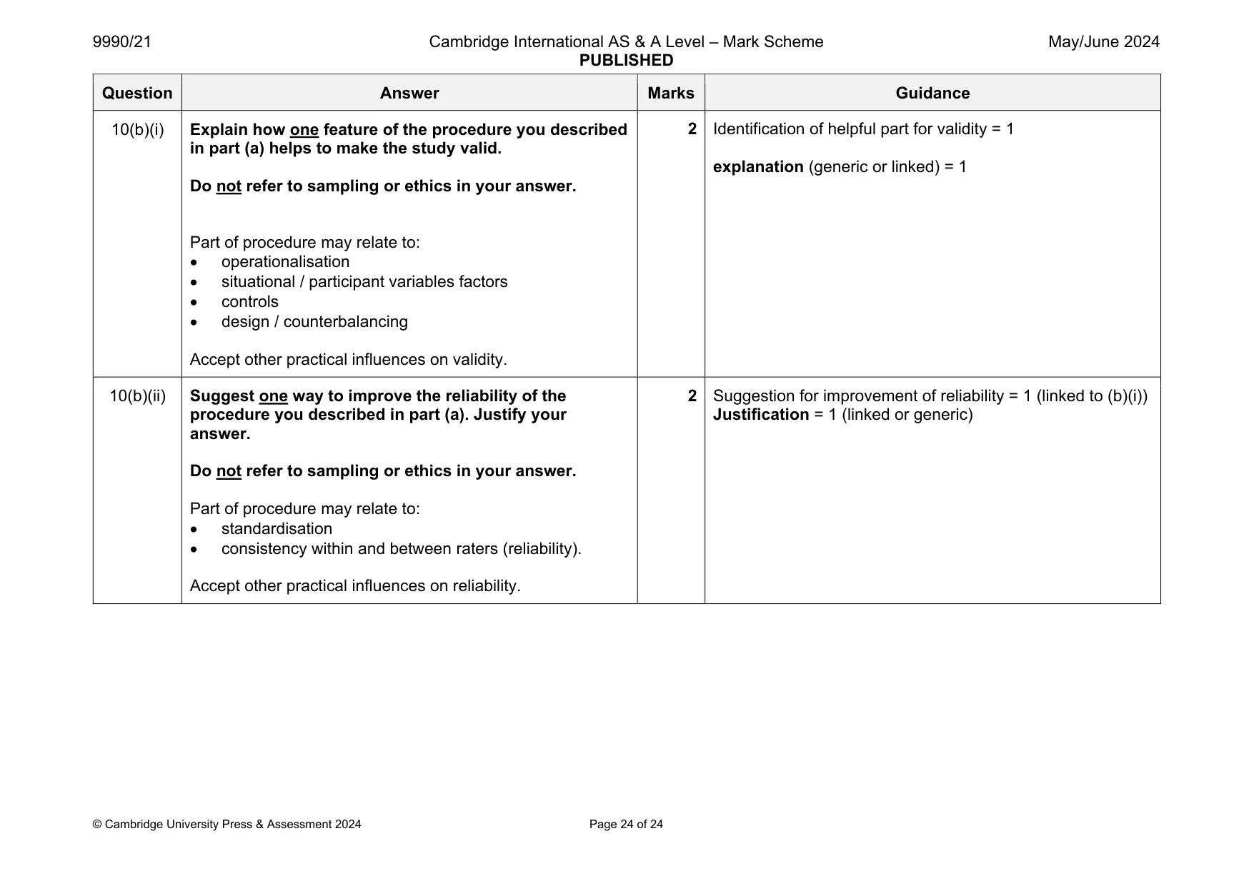 Mark scheme, page 24 of 24