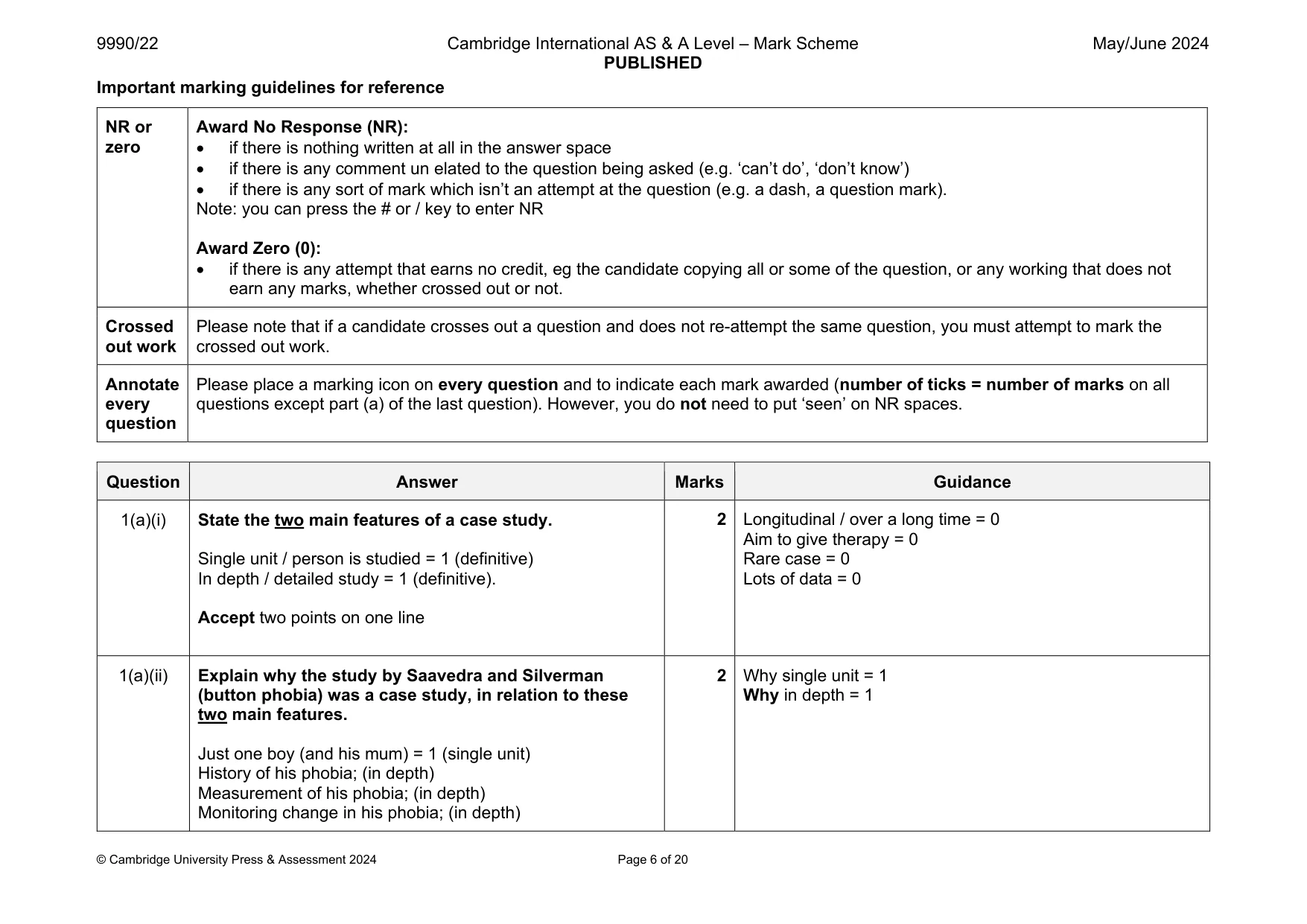 Mark scheme, page 6 of 20