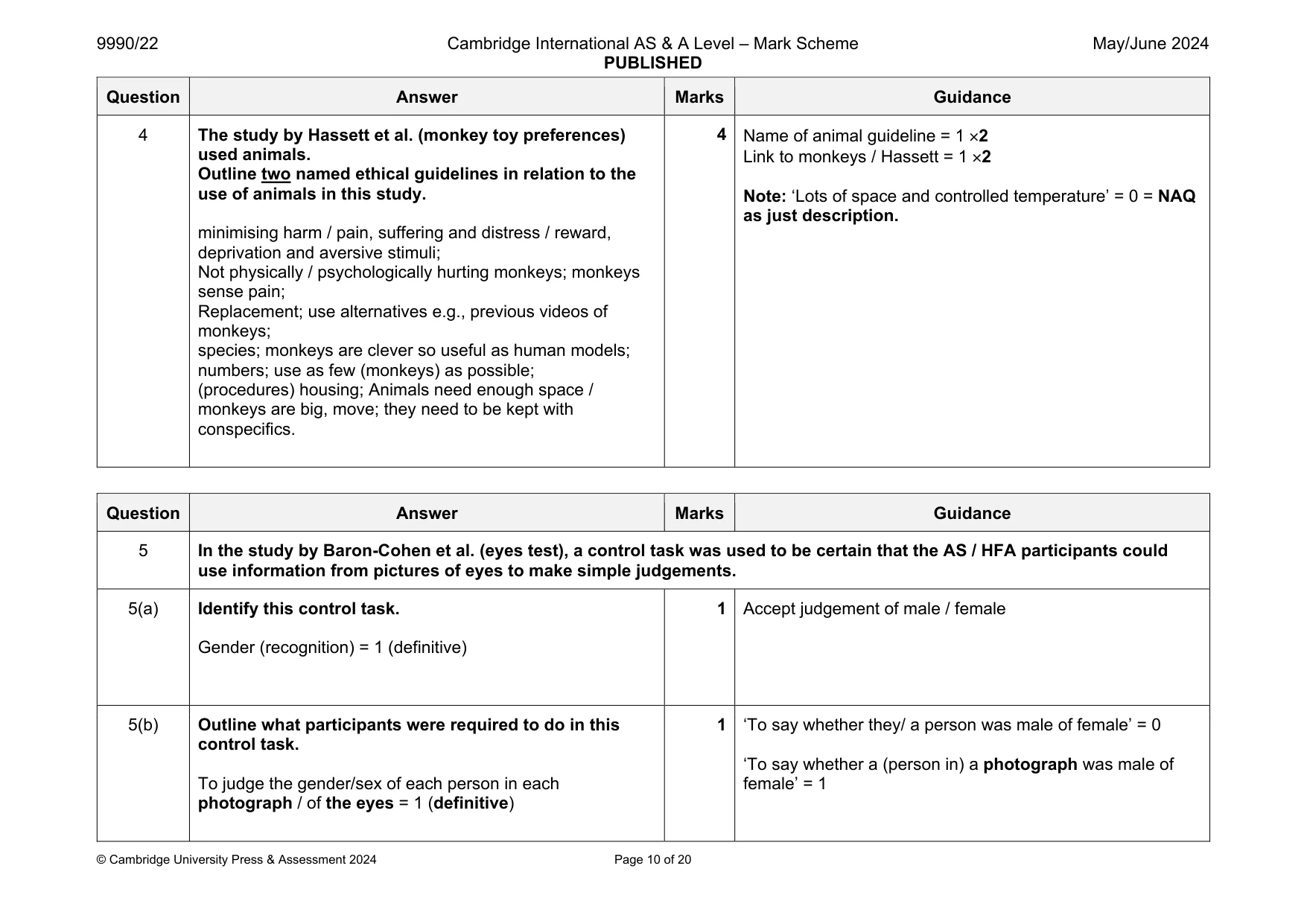 Mark scheme, page 10 of 20