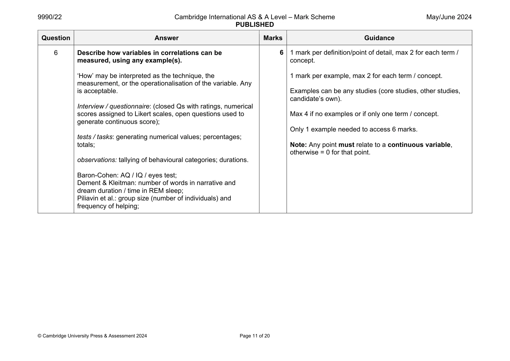 Mark scheme, page 11 of 20