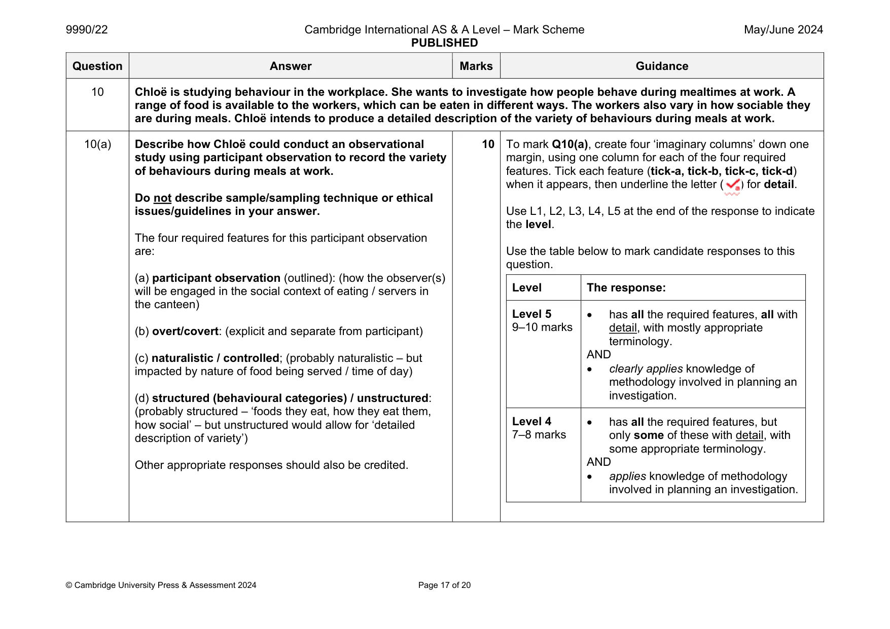 Mark scheme, page 17 of 20