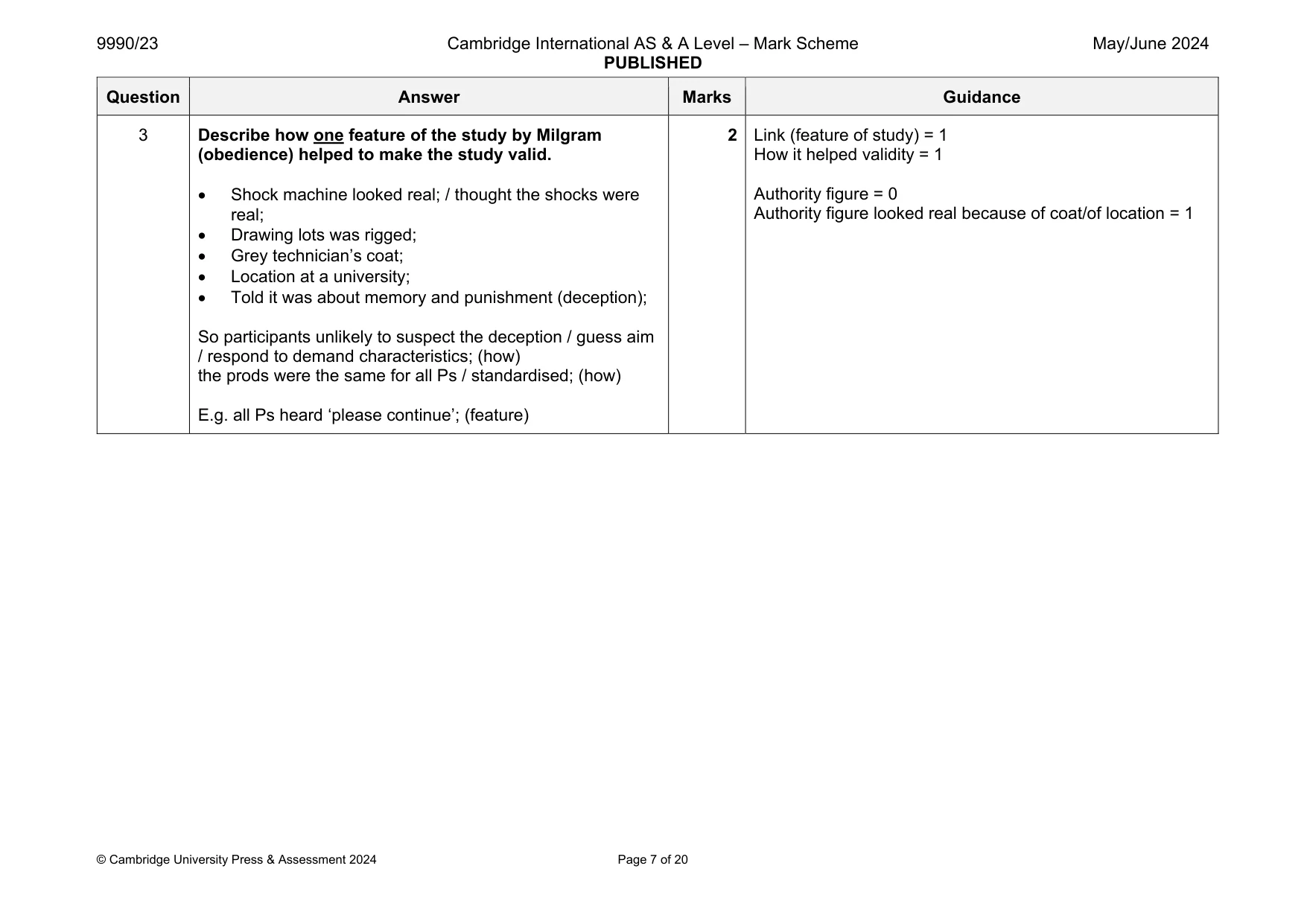 Mark scheme, page 7 of 20