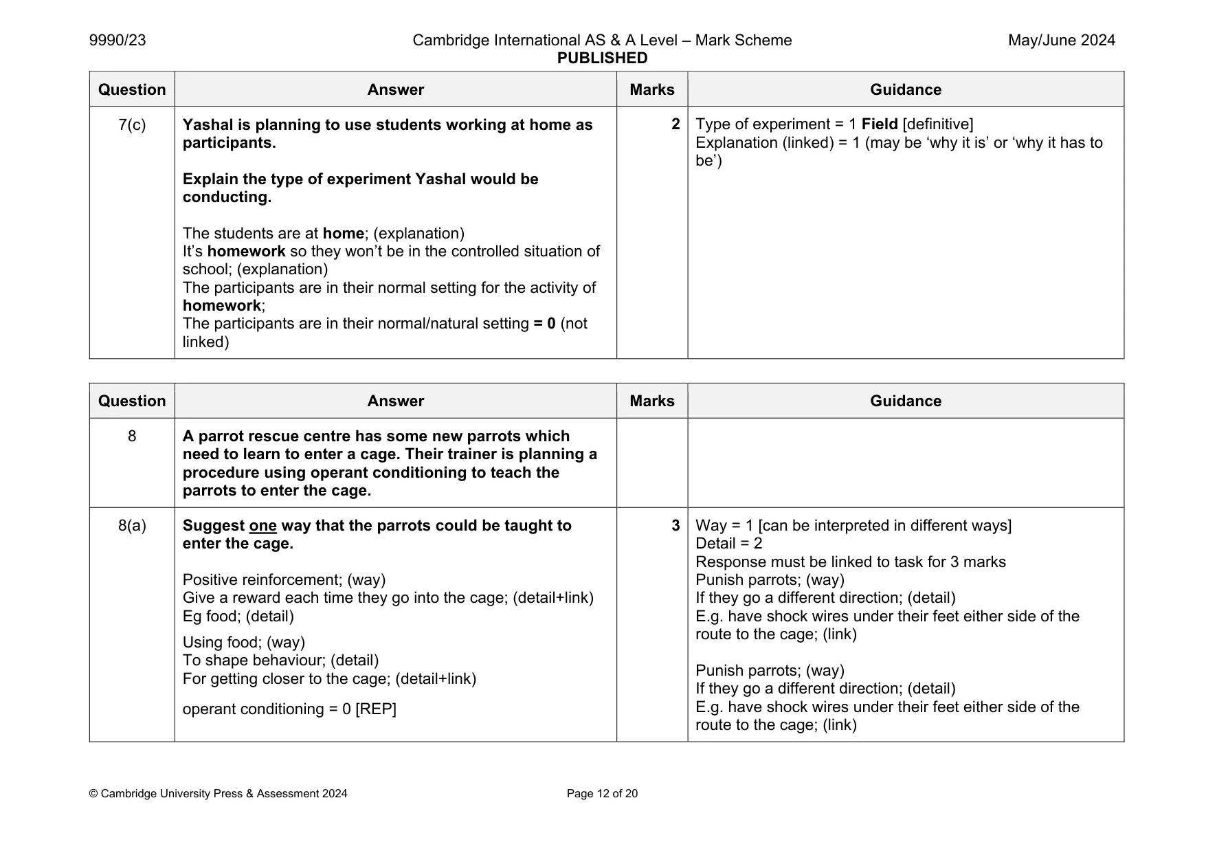 Mark scheme, page 12 of 20