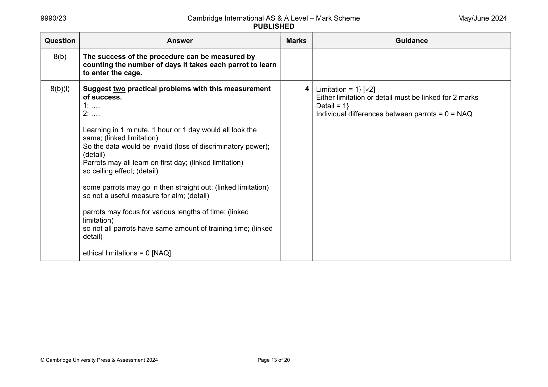 Mark scheme, page 13 of 20