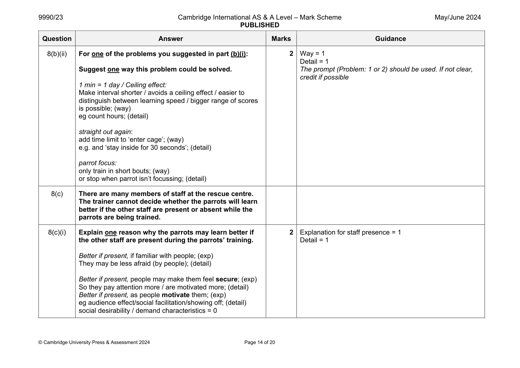 Mark scheme, page 14 of 20