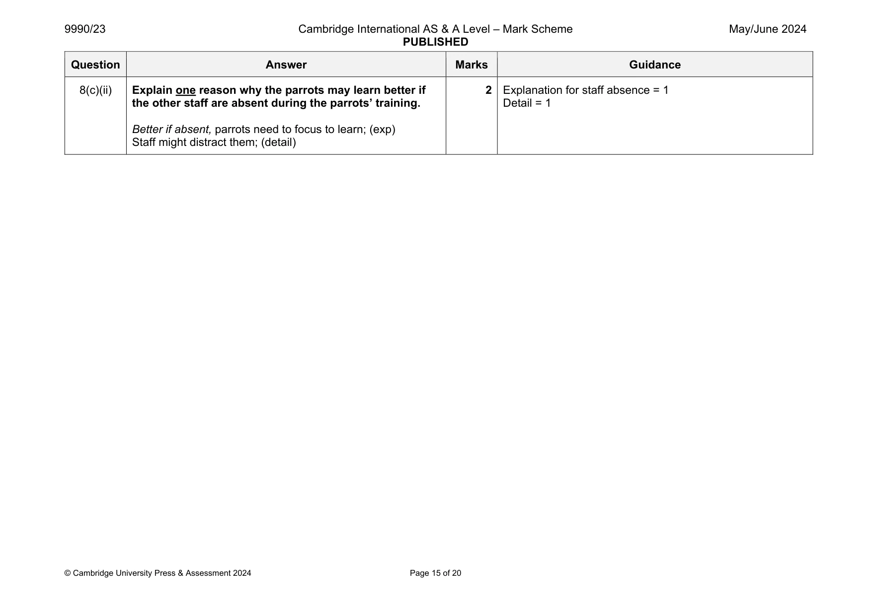 Mark scheme, page 15 of 20