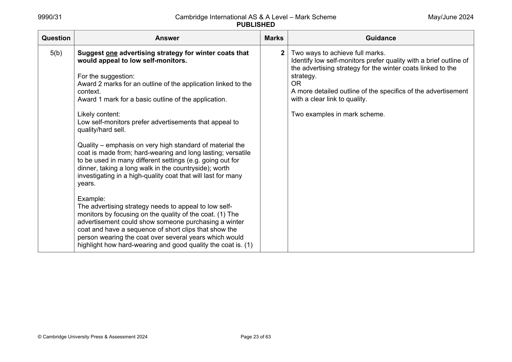 Mark scheme, page 23 of 63