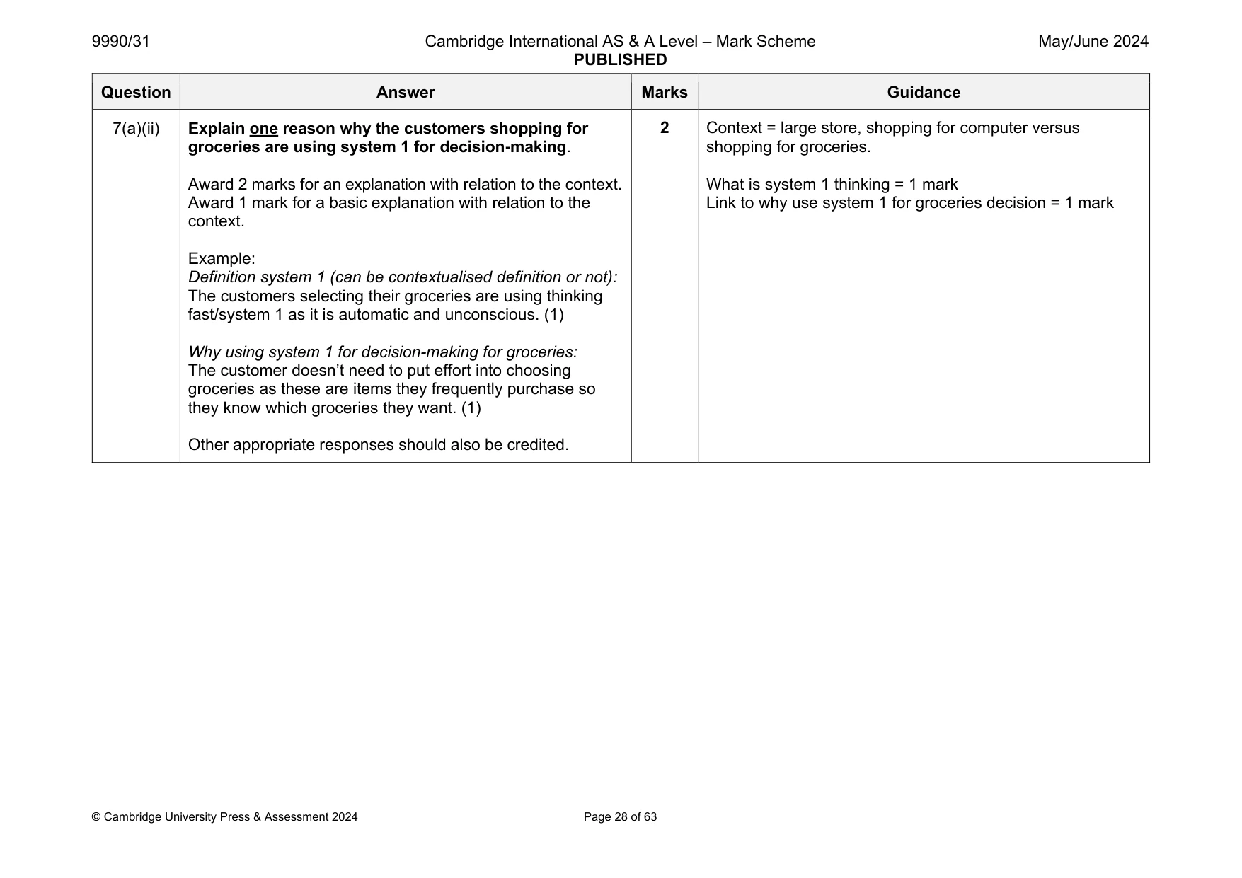 Mark scheme, page 28 of 63