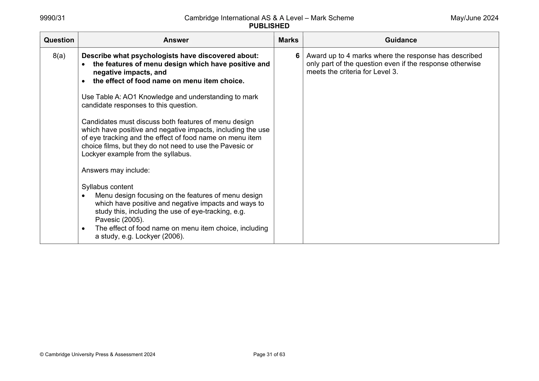 Mark scheme, page 31 of 63