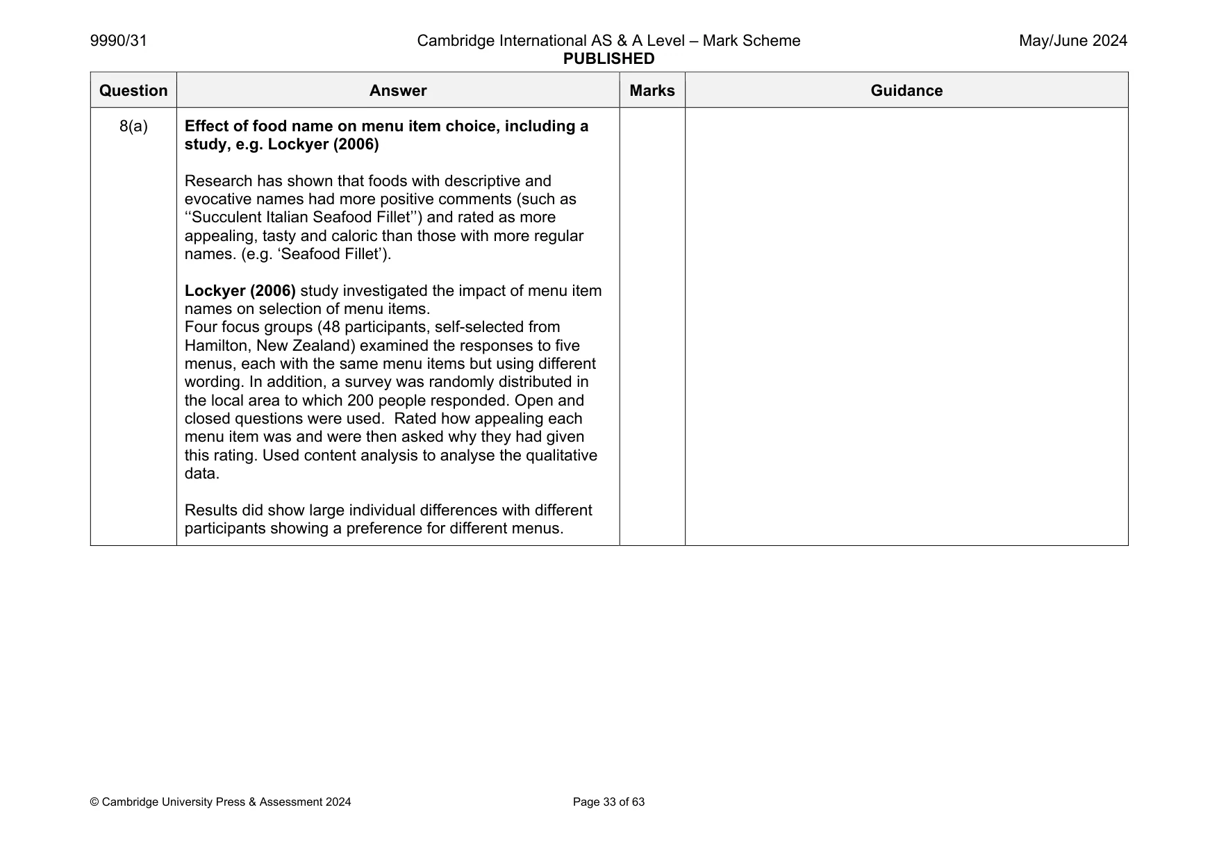 Mark scheme, page 33 of 63