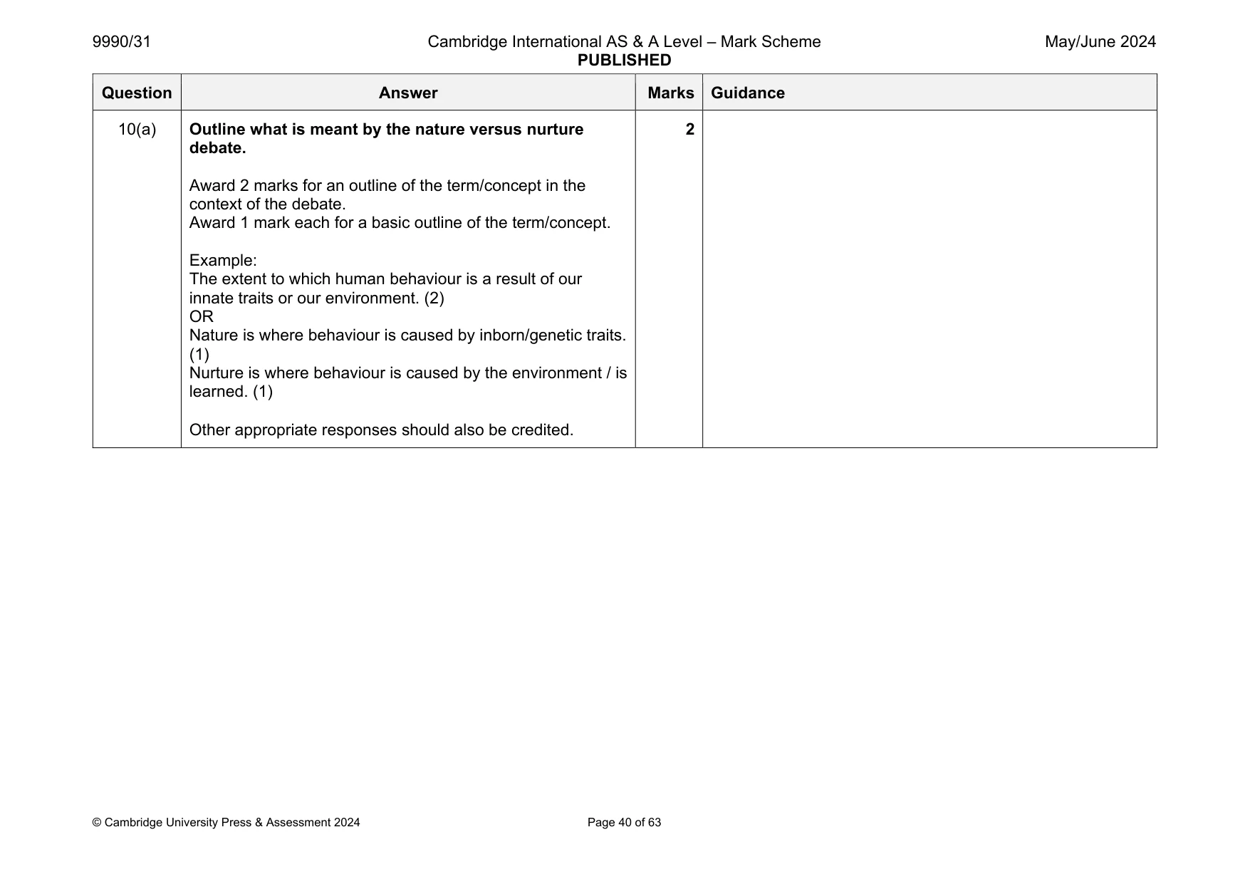 Mark scheme, page 40 of 63