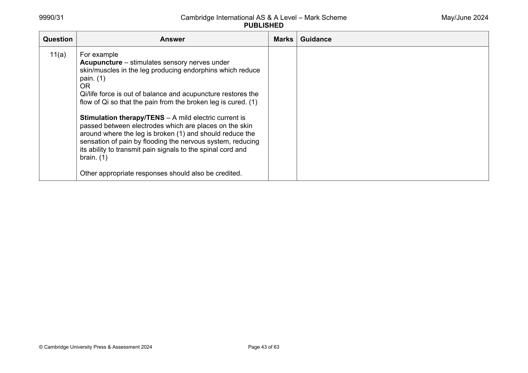 Mark scheme, page 43 of 63