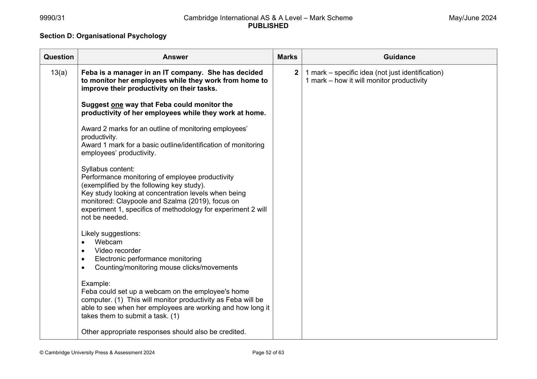 Mark scheme, page 52 of 63