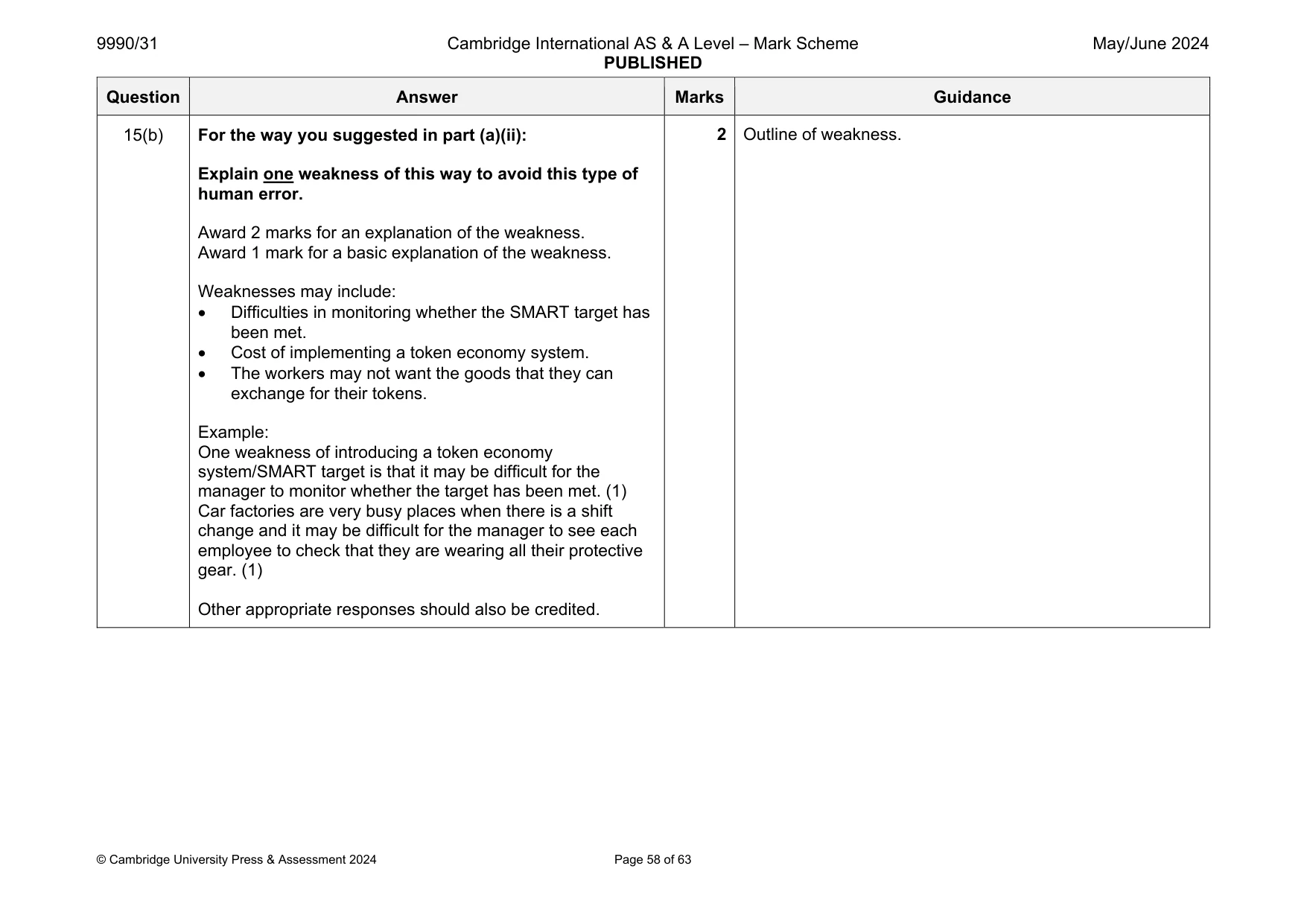 Mark scheme, page 58 of 63