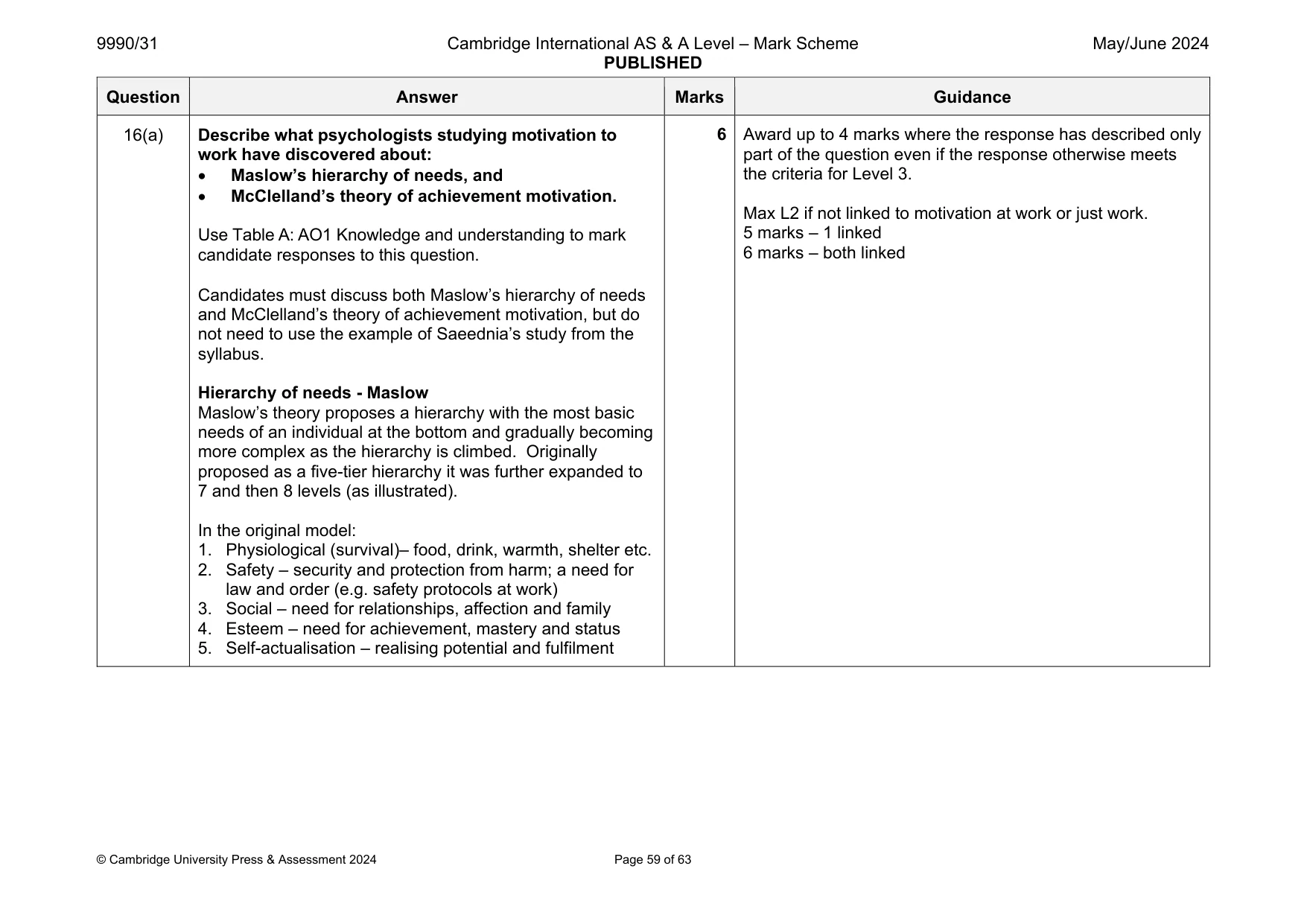 Mark scheme, page 59 of 63