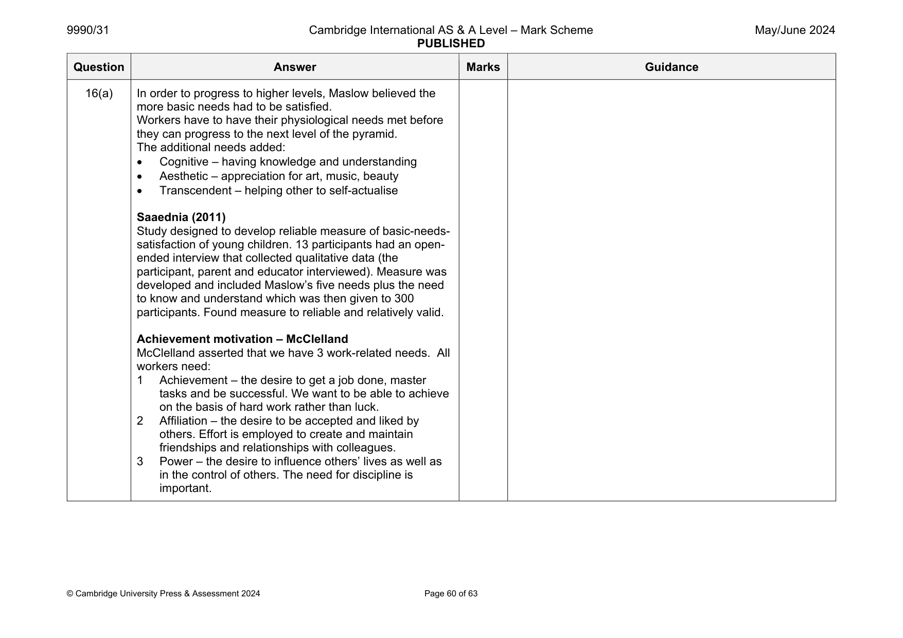 Mark scheme, page 60 of 63